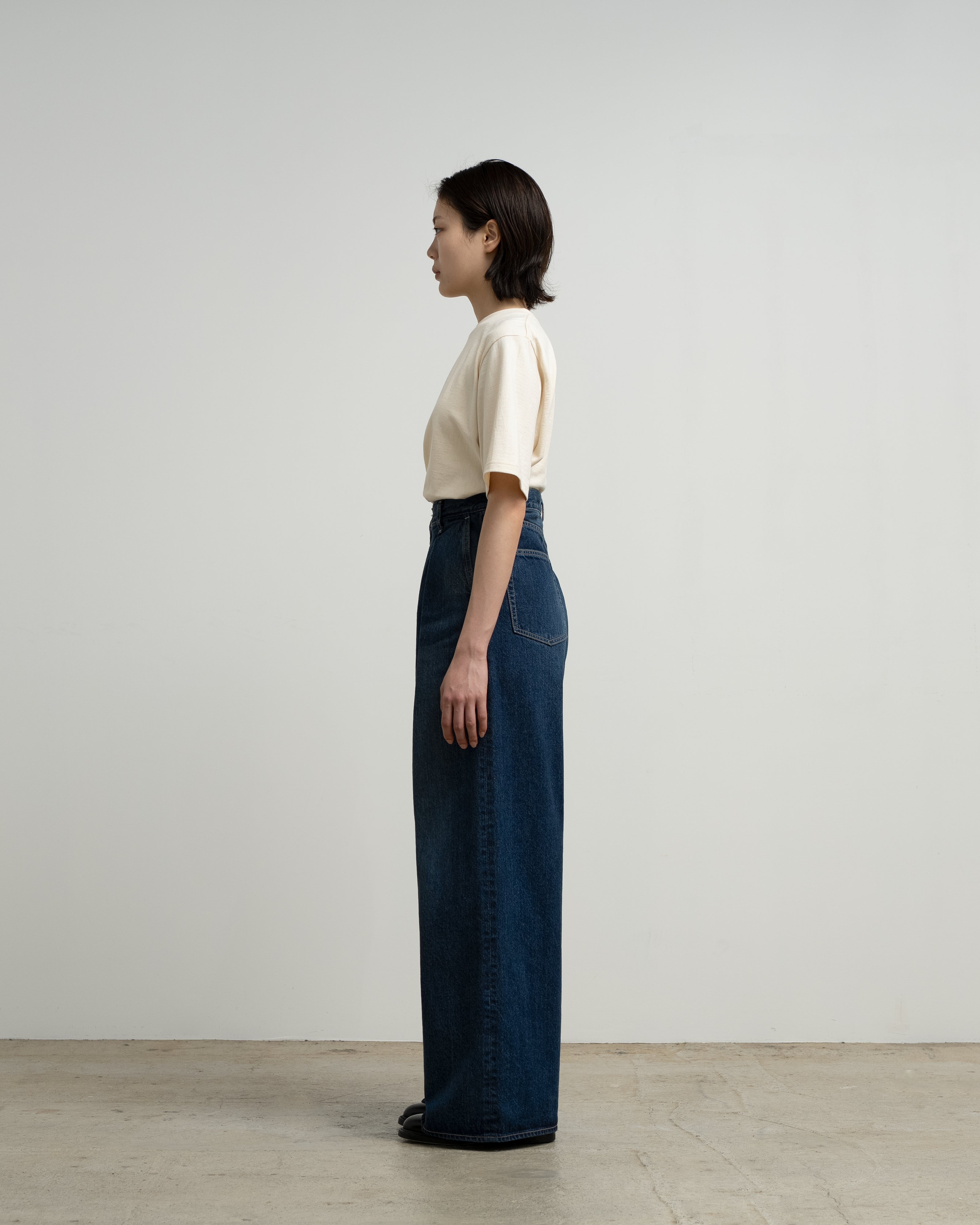 パンツ Wide-Tuck Colored Denim Pants Recycled Cotton Denim Two Tuck Wide Pants – Graphpaper