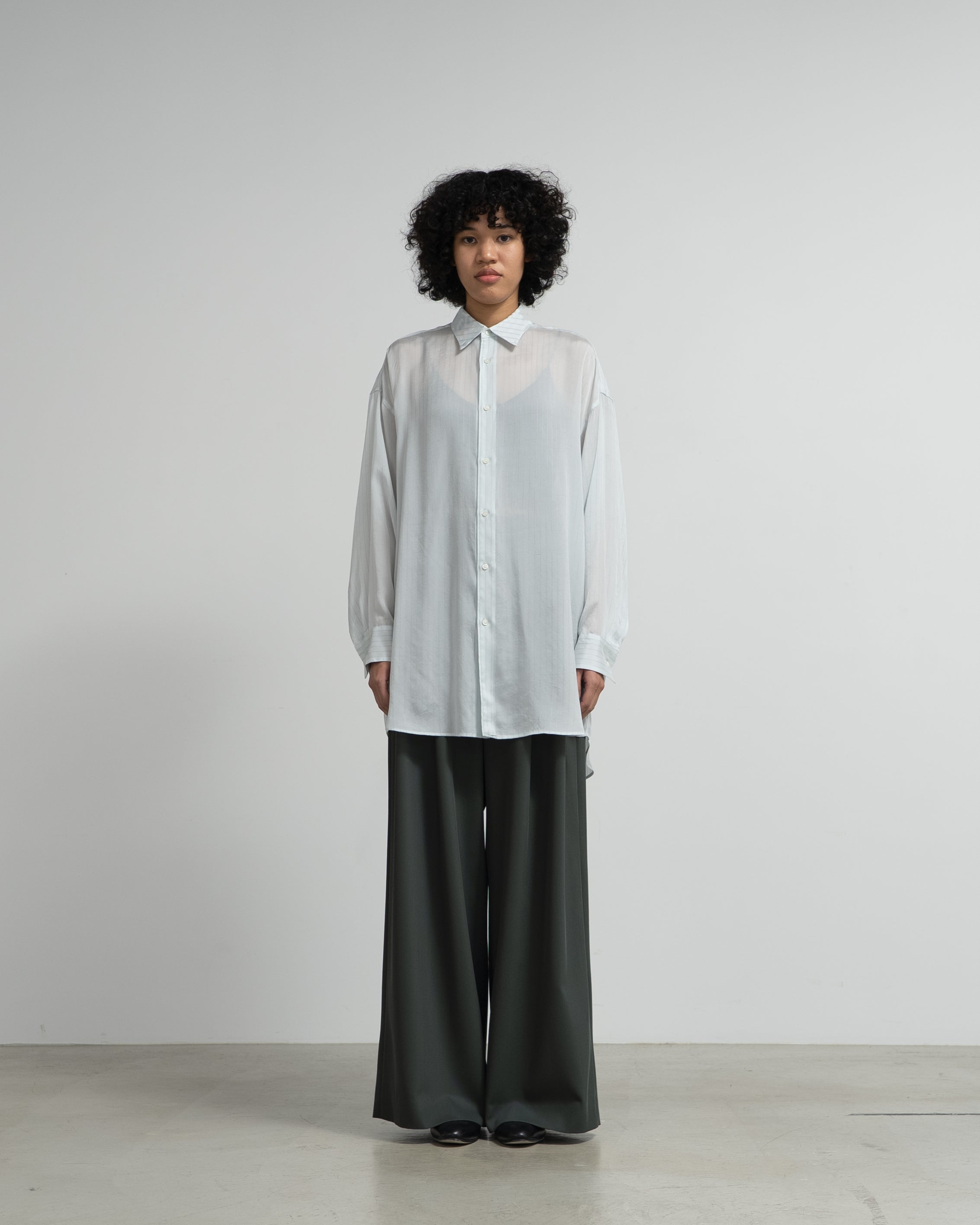トップス Graphpaper Cupro Stripe Regular Collar Long Shirt – Graphpaper
