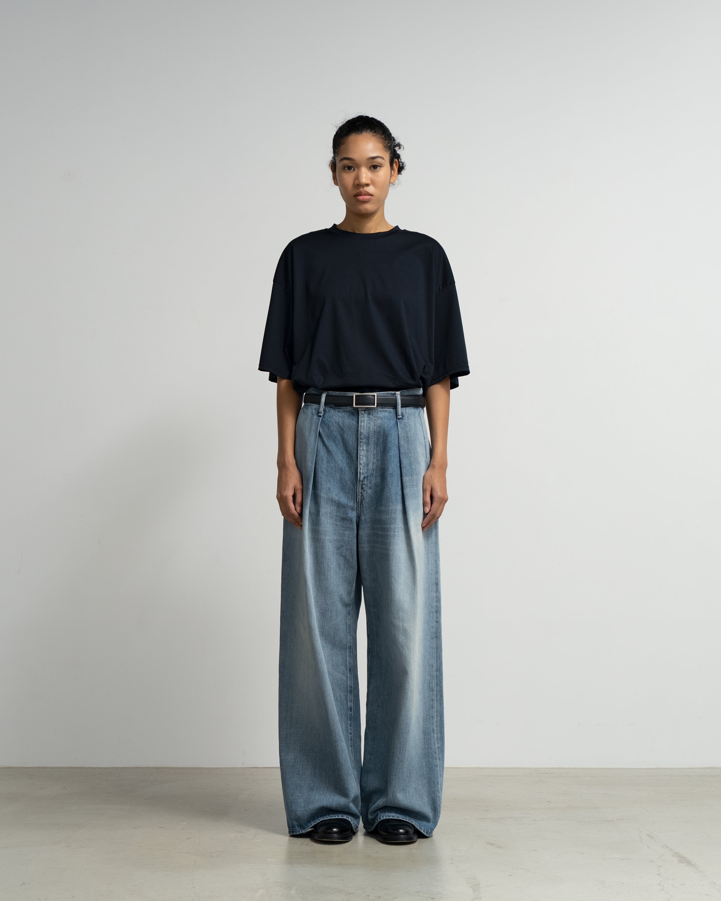 Selvage Denim Two Tuck Wide Pants-LIGHT FADE- – Graphpaper