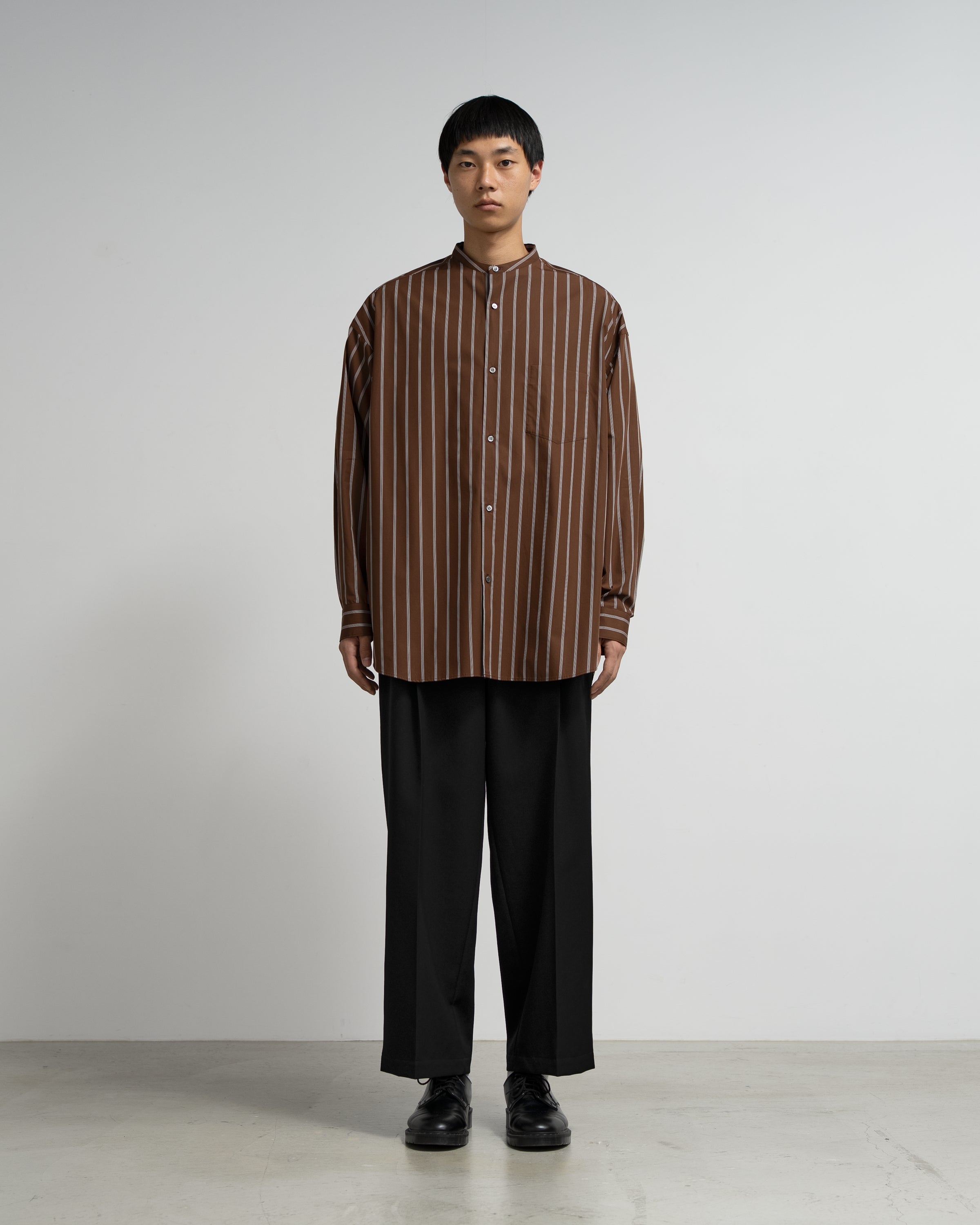 SIDOGRAS Stripe L/S Oversized Band Collar Shirt – Graphpaper