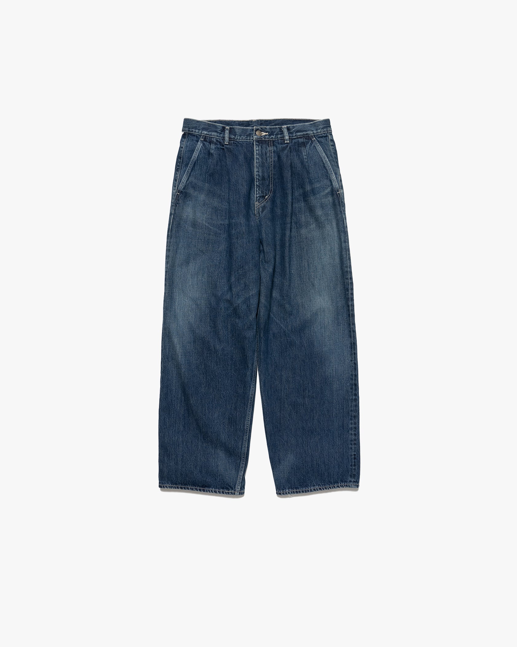 Selvage Denim Two TUCK pants-Dark FADE- Dark Fade / 2 / Navy