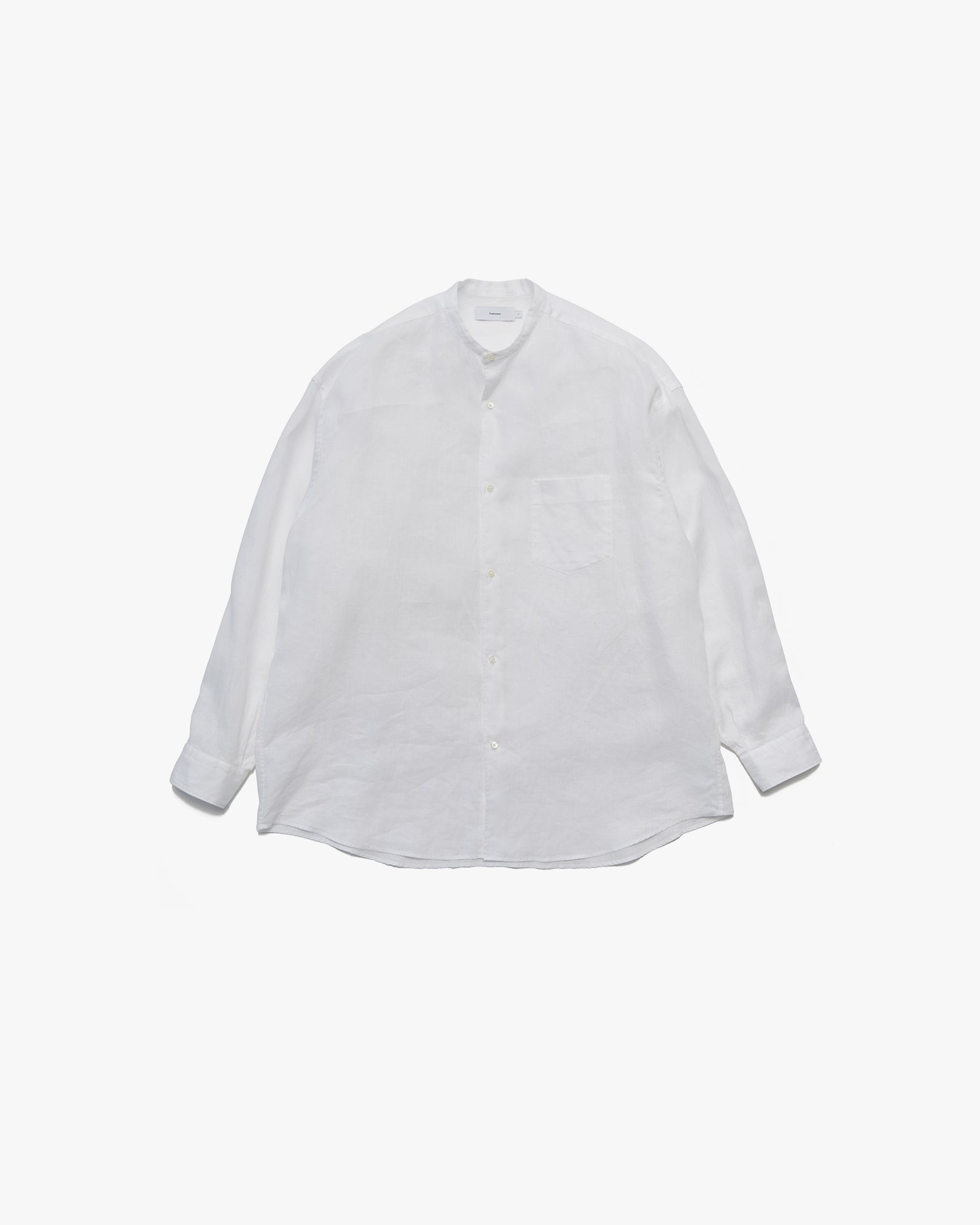 Linen L/S Oversized Band Collar Shirt