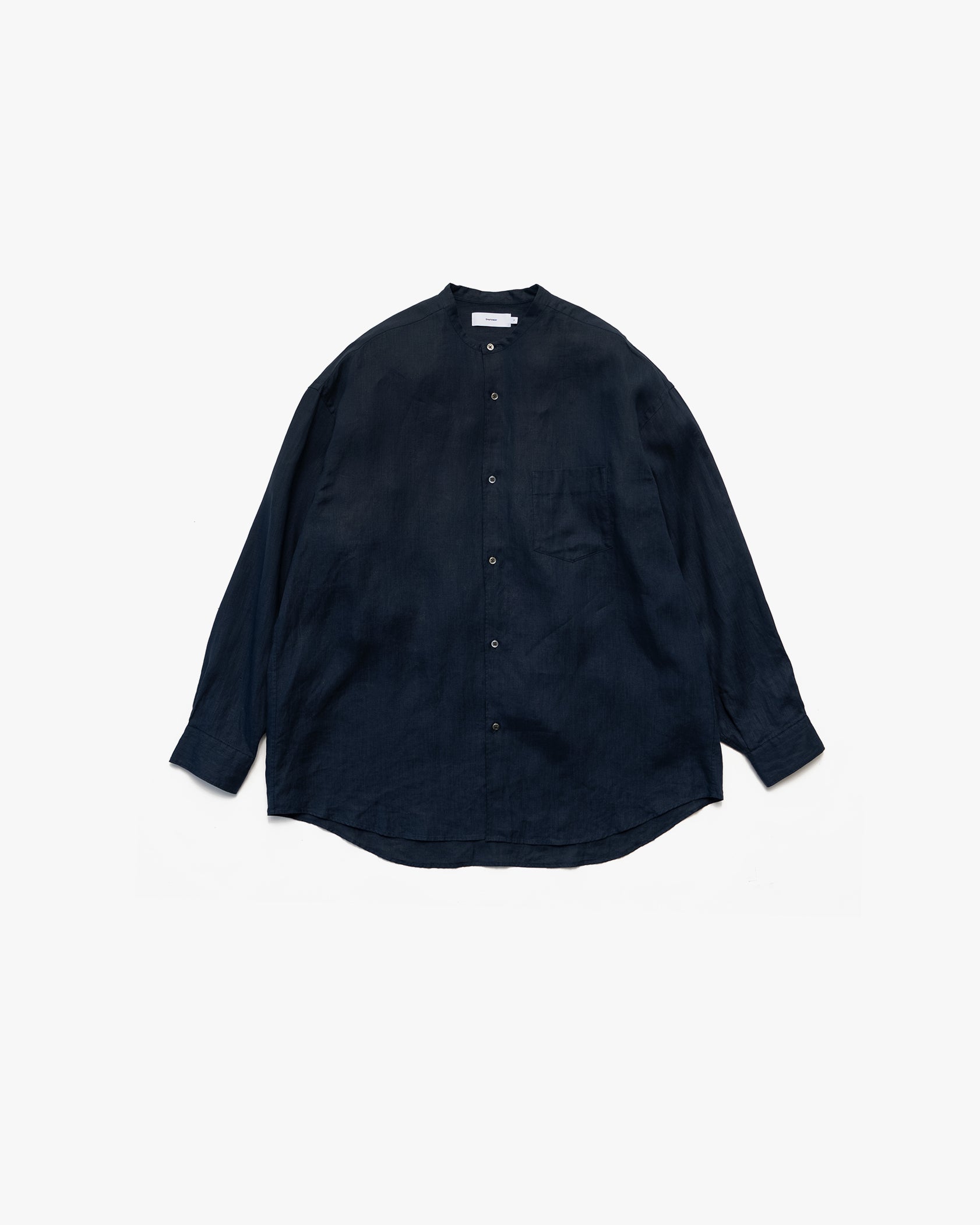 Linen L/S Oversized Band Collar Shirt – Graphpaper