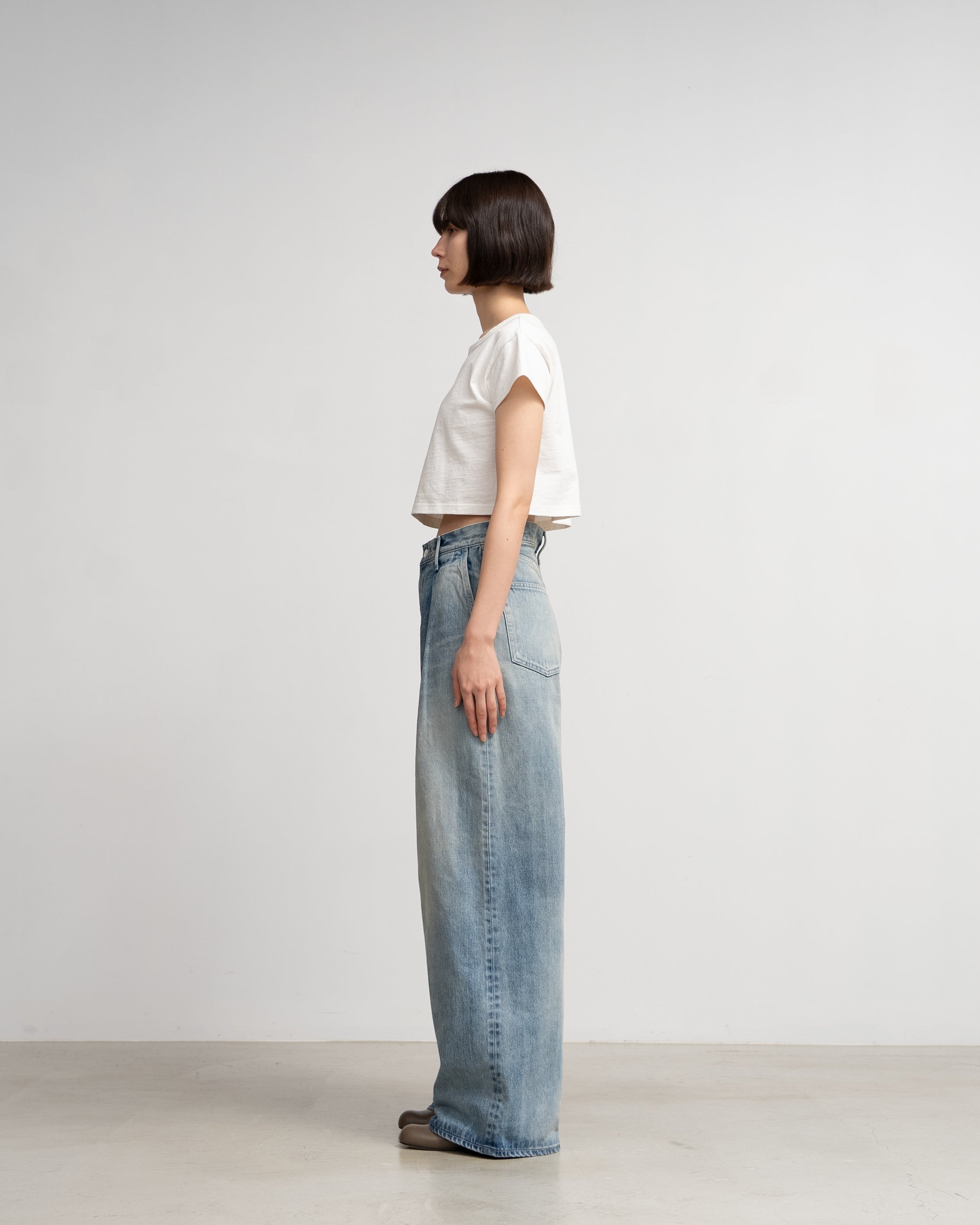 Selvage Denim Two Tuck Wide Pants-LIGHT FADE- – Graphpaper