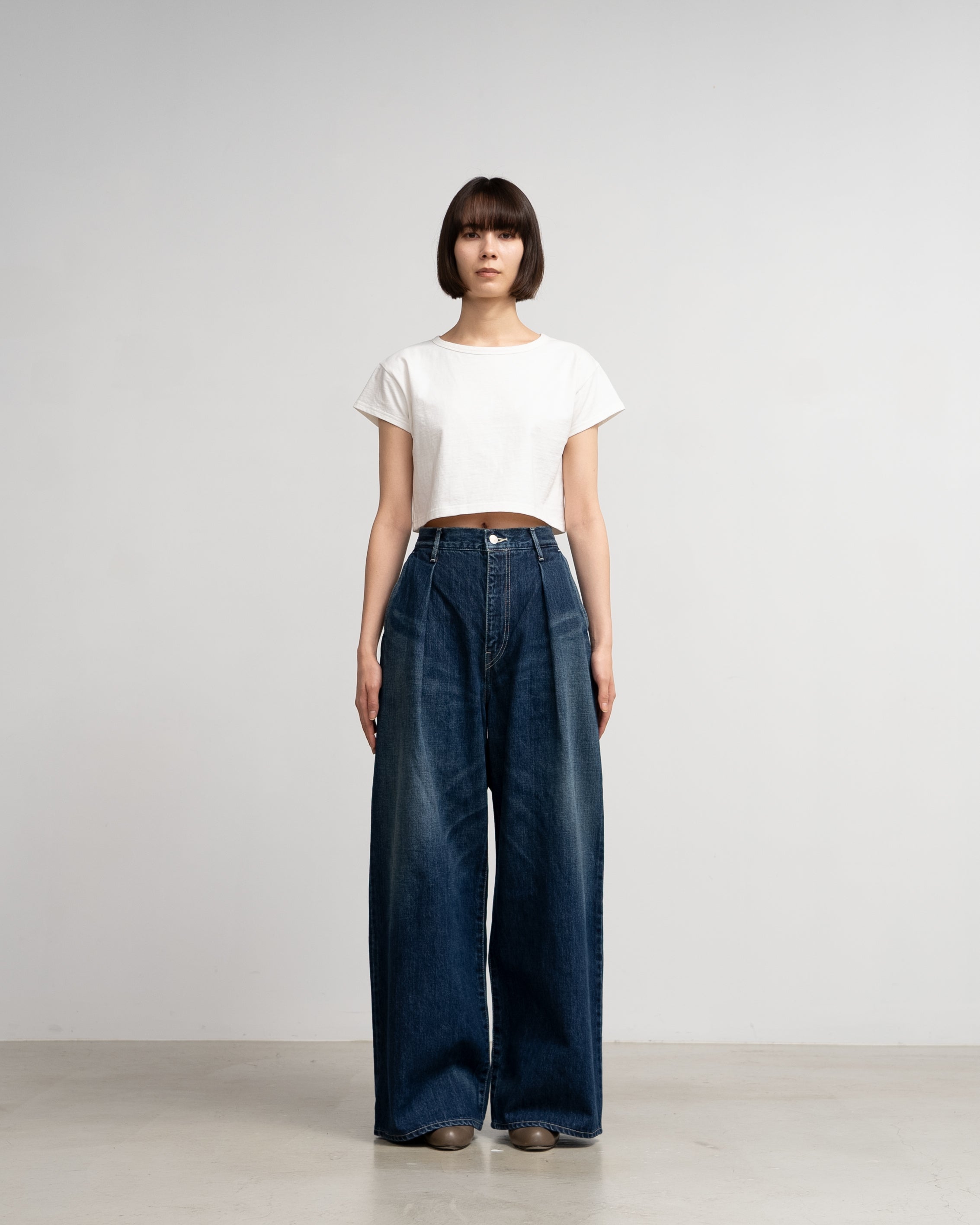 Selvage Denim Two Tuck Wide Pants-DARK FADE- – Graphpaper