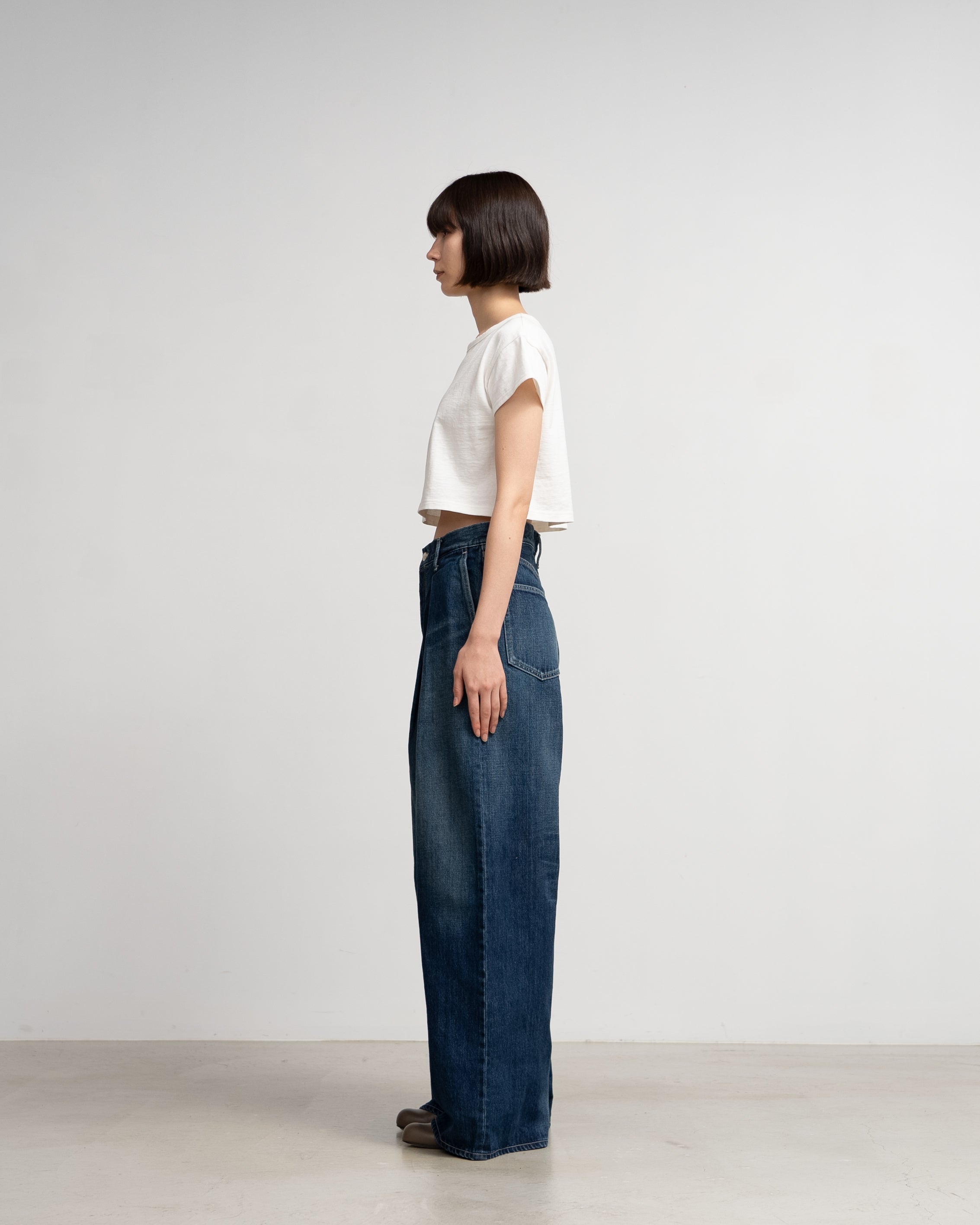 Selvage Denim Two Tuck Wide Pants-DARK FADE- – Graphpaper