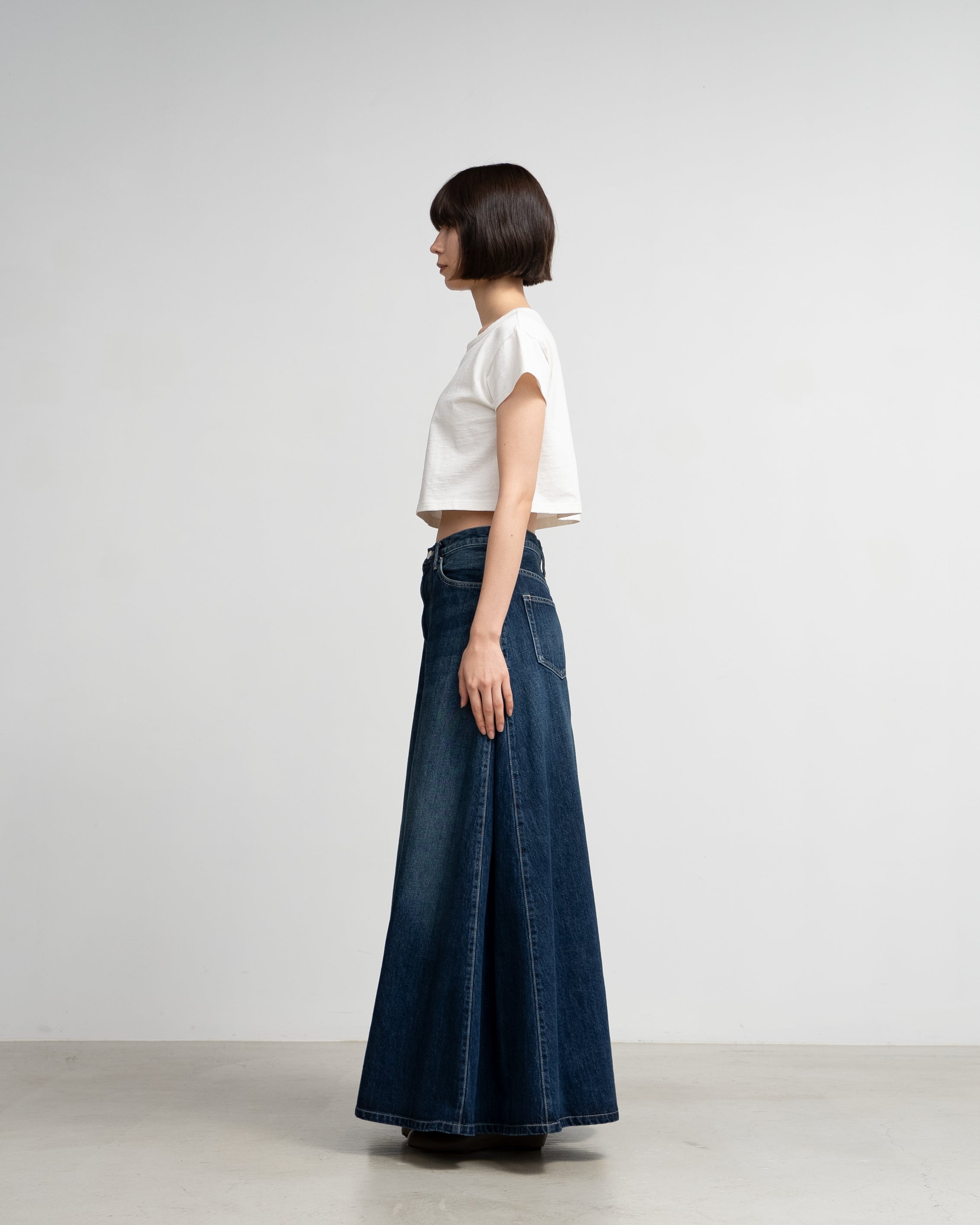 Selvage Denim Skirt-DARK FADE-