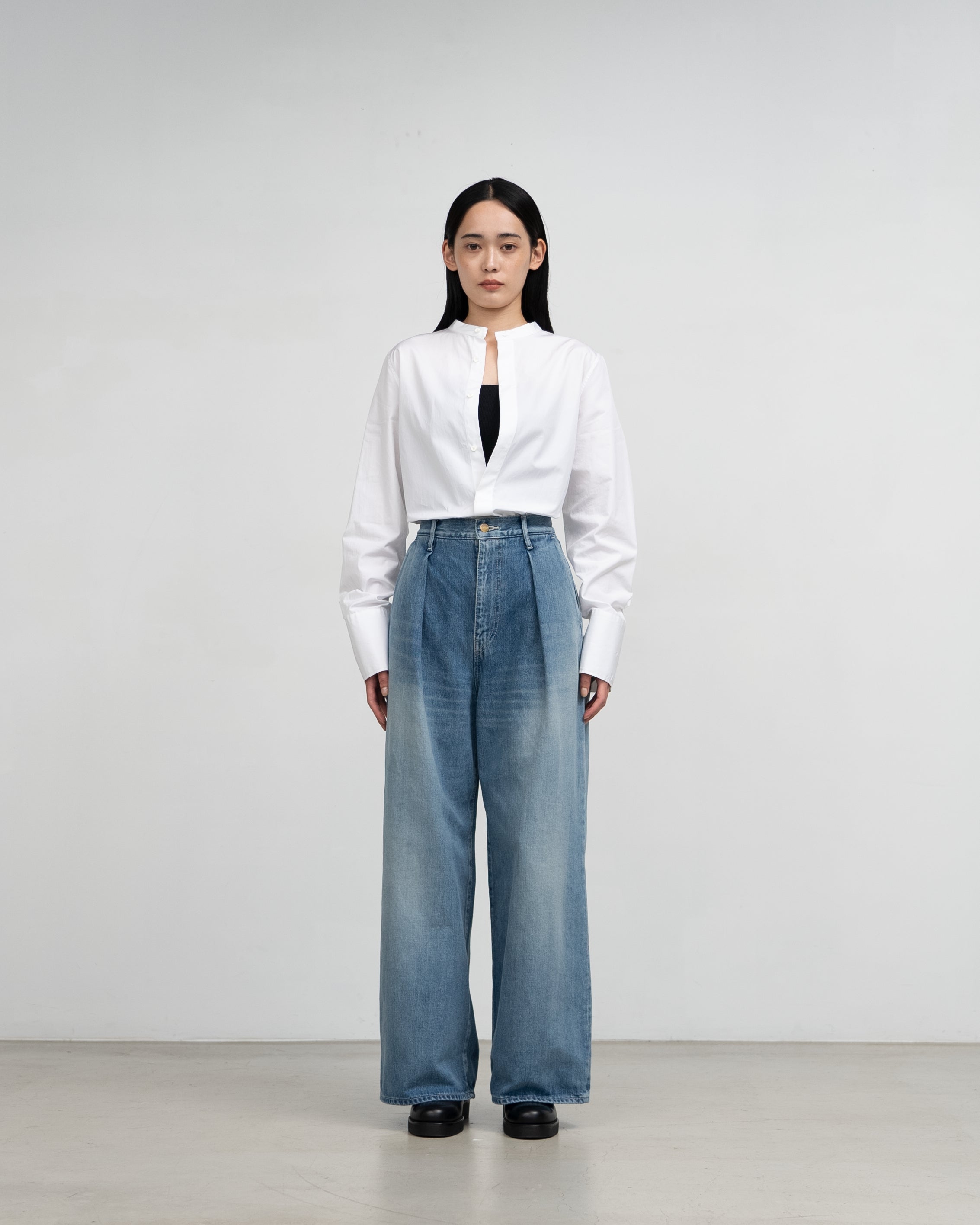 Selvage Denim Two Tuck Wide Pants-LIGHT FADE- – Graphpaper