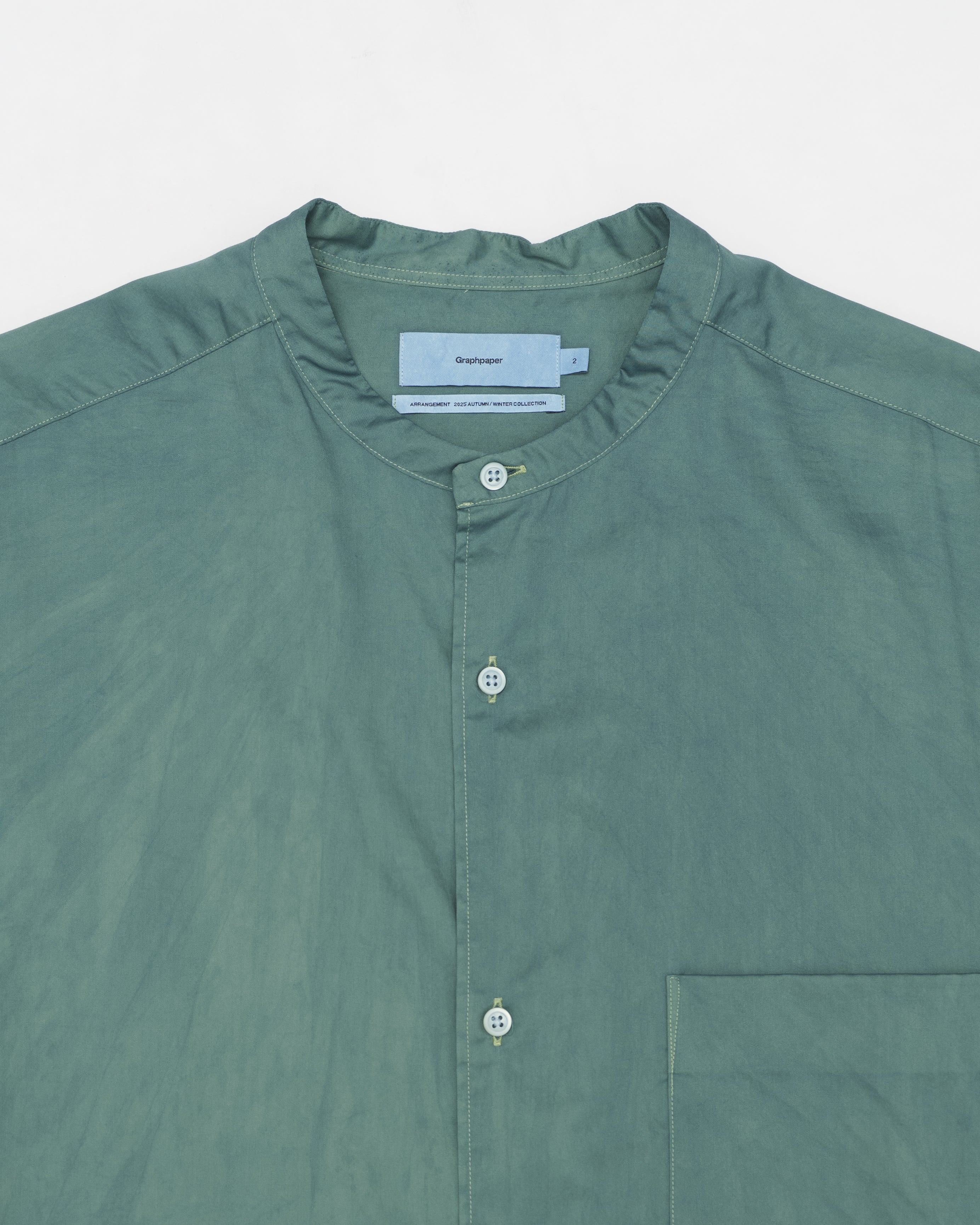 トップス Graphpaper Silicon Poplin Oversize Shirt Silicon Poplin Oversized Band Collar Shirt – Graphpaper