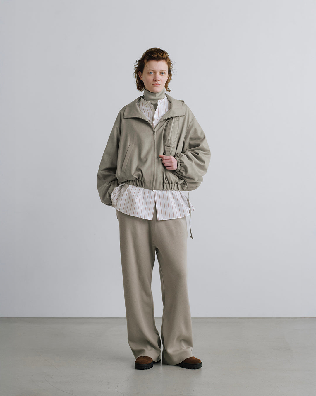 SIDOGRAS Brown Stripe Oversized Band Collar Shirt – Graphpaper