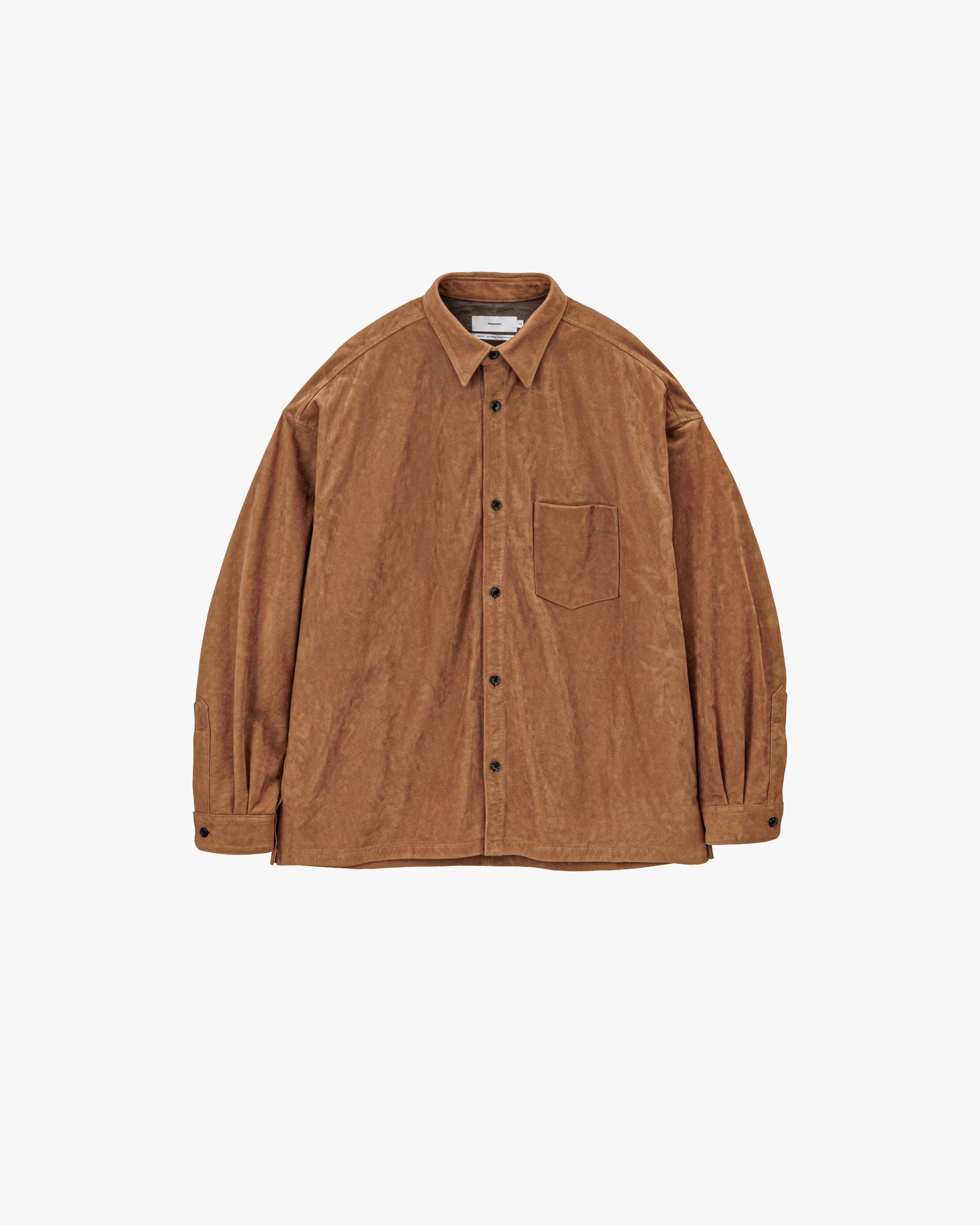 26ssGraphpaper CowNubuckLeather レザーシャツ Cow Nubuck Leather L/S Oversized Regular Collar Shirt – Graphpaper