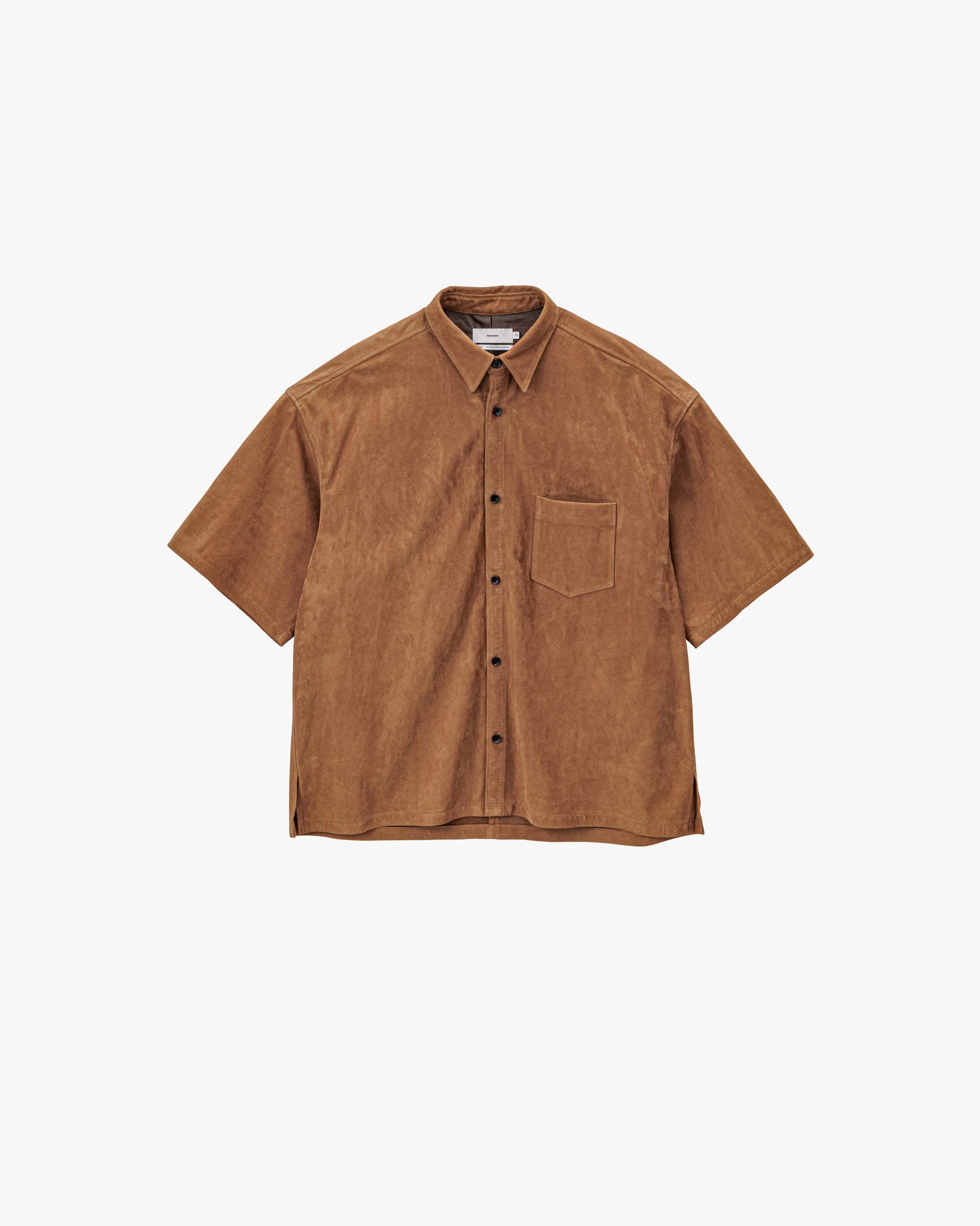 ふーかページ Cow Nubuck Leather S/S Oversized Regular Collar Shirt – Graphpaper