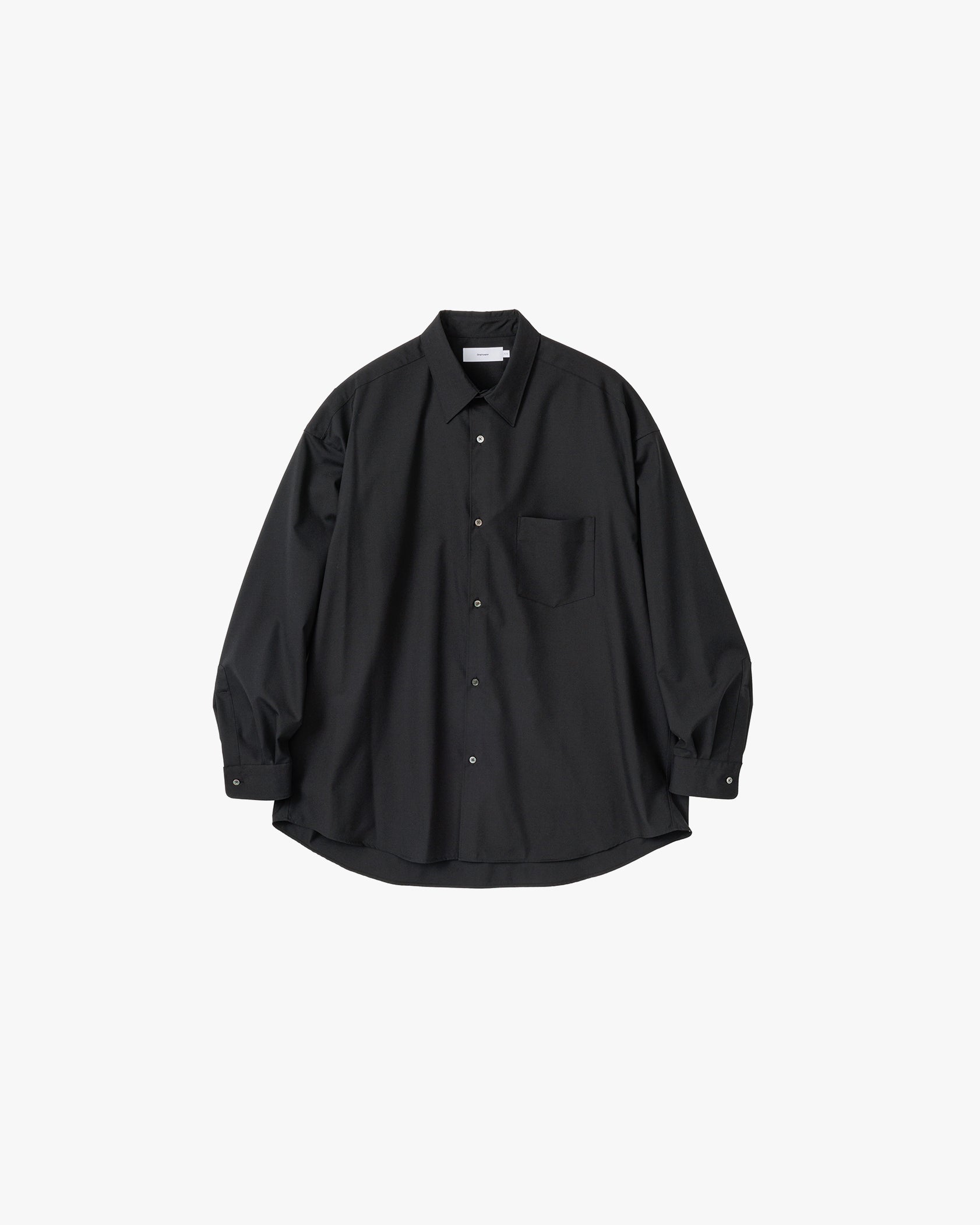 Fine Wool Tropical Oversized Regular Collar Shirt