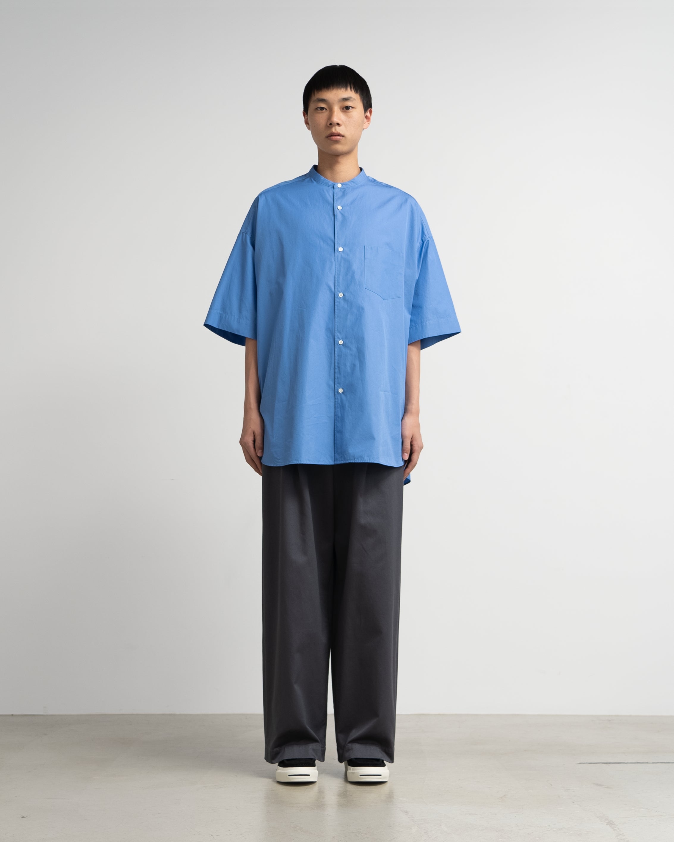 ALUMO for GP S/S Oversized Band Collar Shirt – Graphpaper ALUMO for GP S/S Oversized Band Collar Shirt – Graphpaper