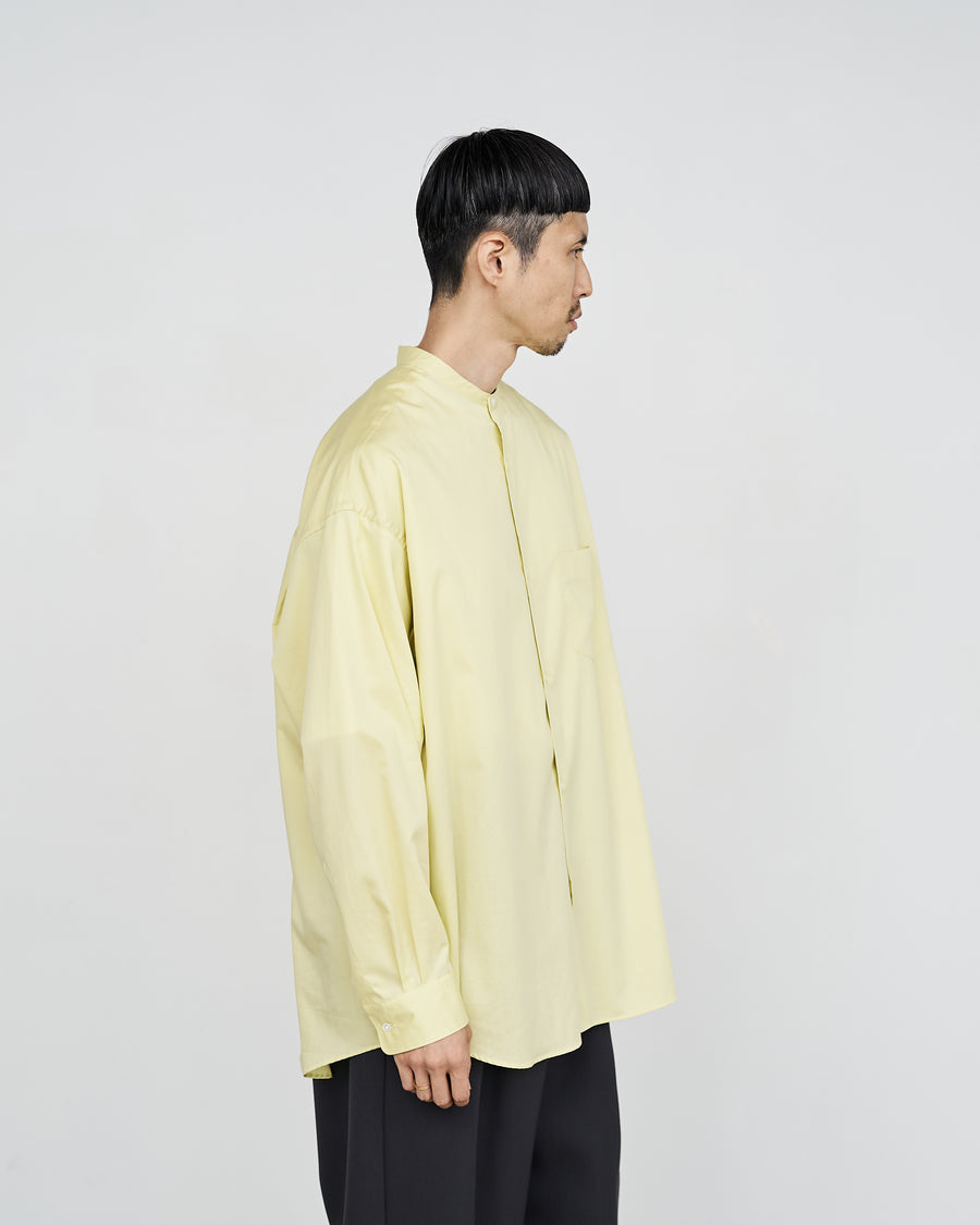 -SALE- Silicon Poplin Oversized Band Collar Shirt