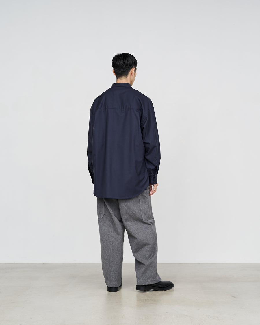 Fine Wool Tropical Pivot Sleeve Oversized Regular Collar Shirt