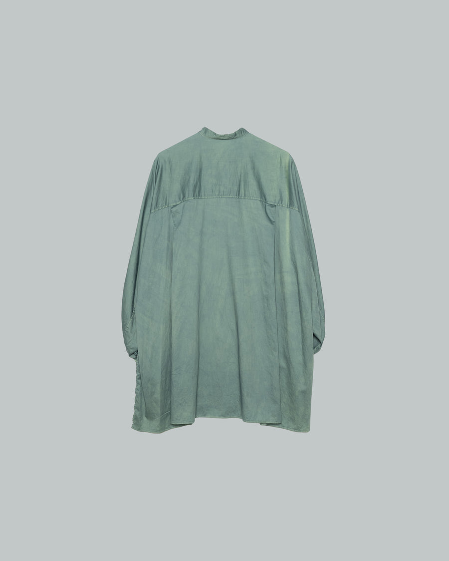 Graphpaper コットン 半袖シャツ Fサイズ　グリーン Silicon Poplin Deep Slit Band Collar Shirt – Graphpaper