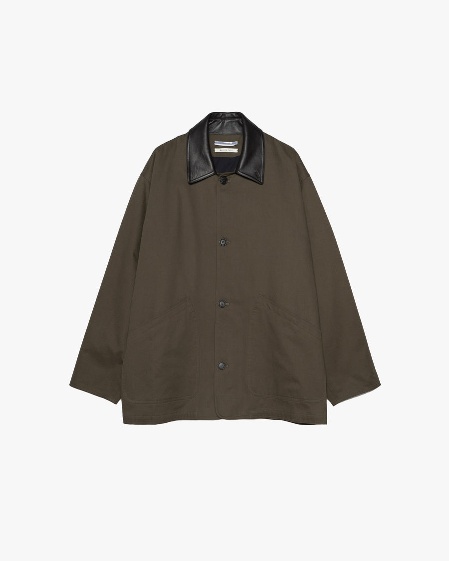 OVERSIZED BLOUSON WITH LEATHER COLLAR