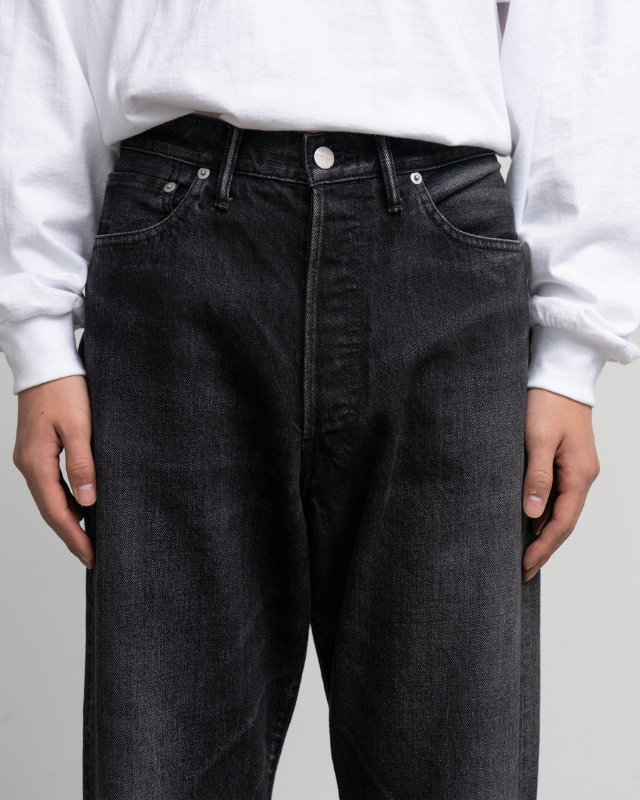 Selvage Denim Five Pocket Wide Straight Pants -DARK FADE-