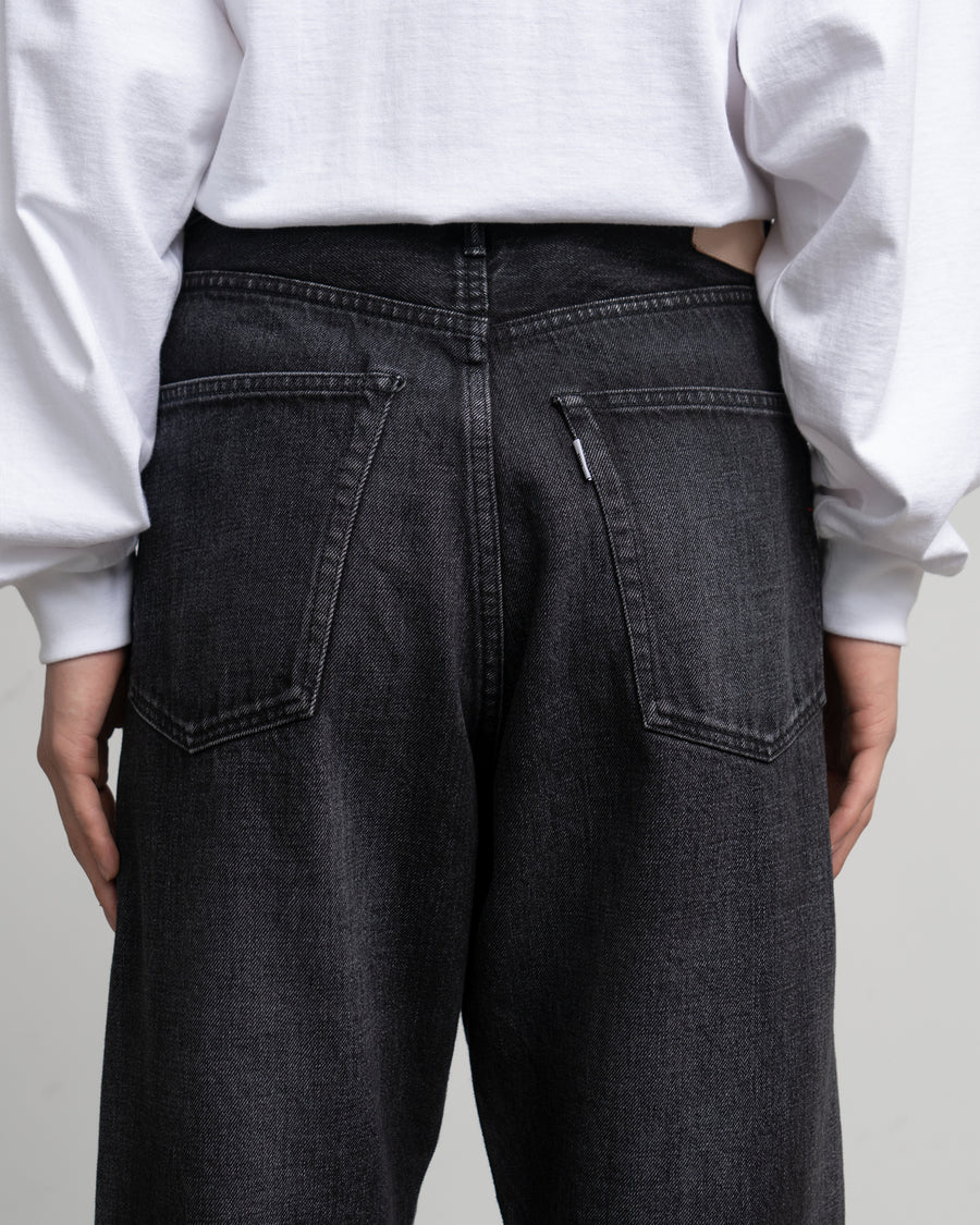 Selvage Denim Five Pocket Wide Straight Pants -DARK FADE-