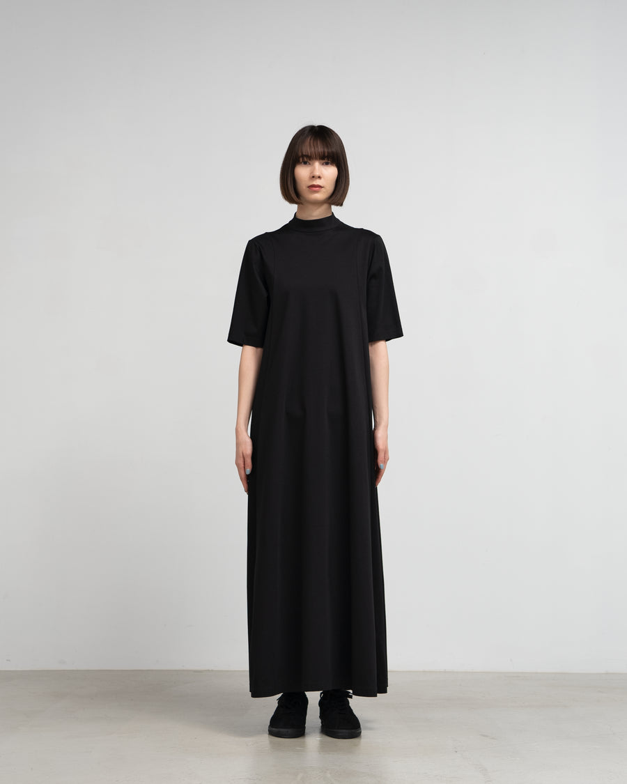 Fine Smooth Mock Neck Panel Line Dress