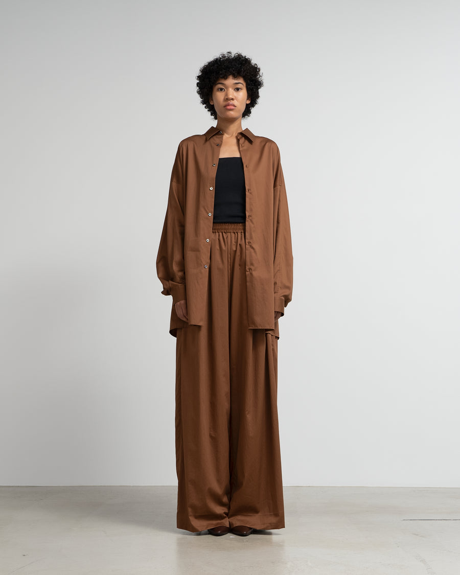 Silicon Poplin Two Tuck Wide Pants