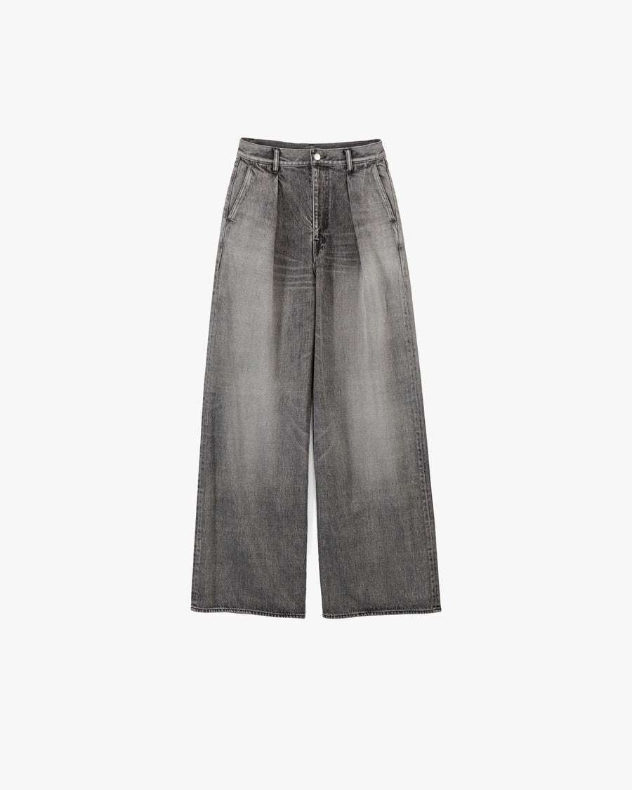 Selvage Denim Two Tuck Wide Pants-LIGHT FADE-