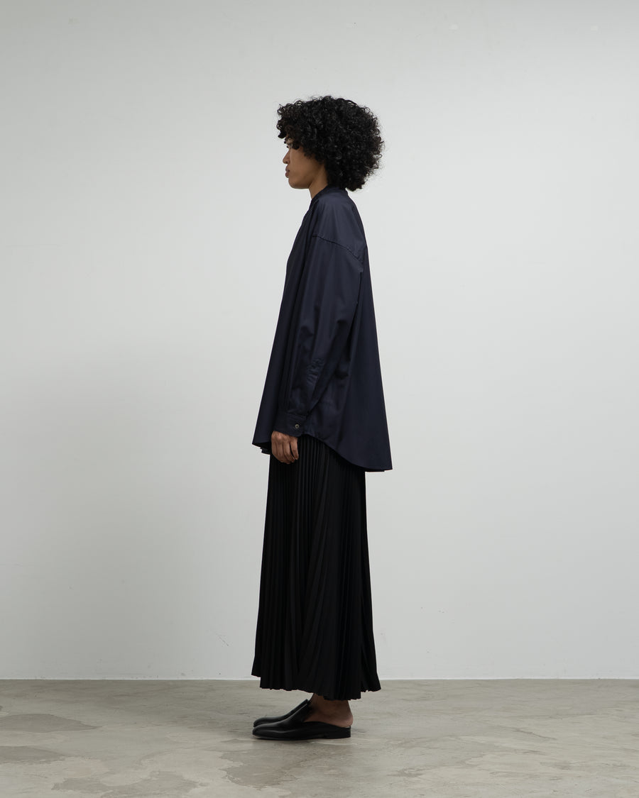 High Count Broad L/S Oversized Band Collar Shirt