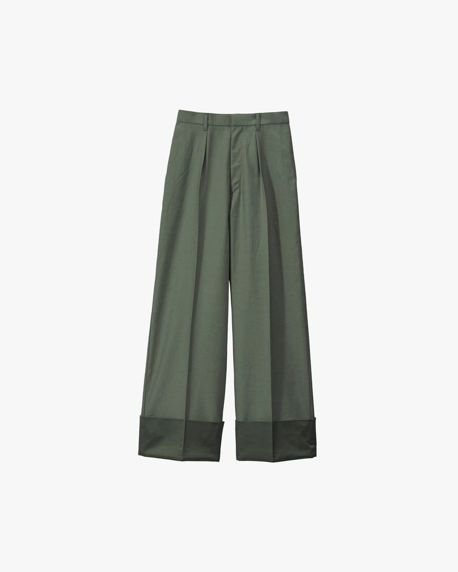 Cotton Cupro Back Satin Wide Trousers
