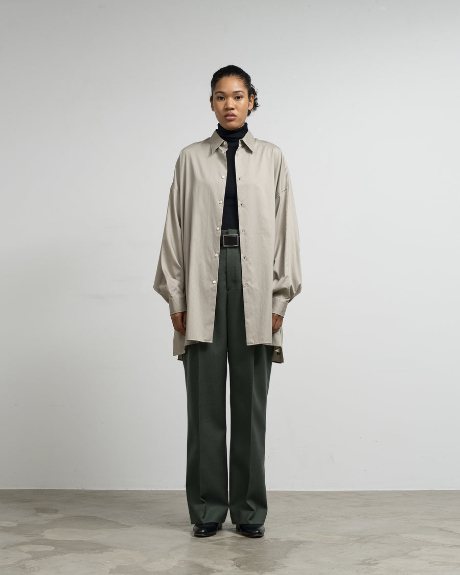 Silicon Poplin Deep Slit Regular Collar Shirt