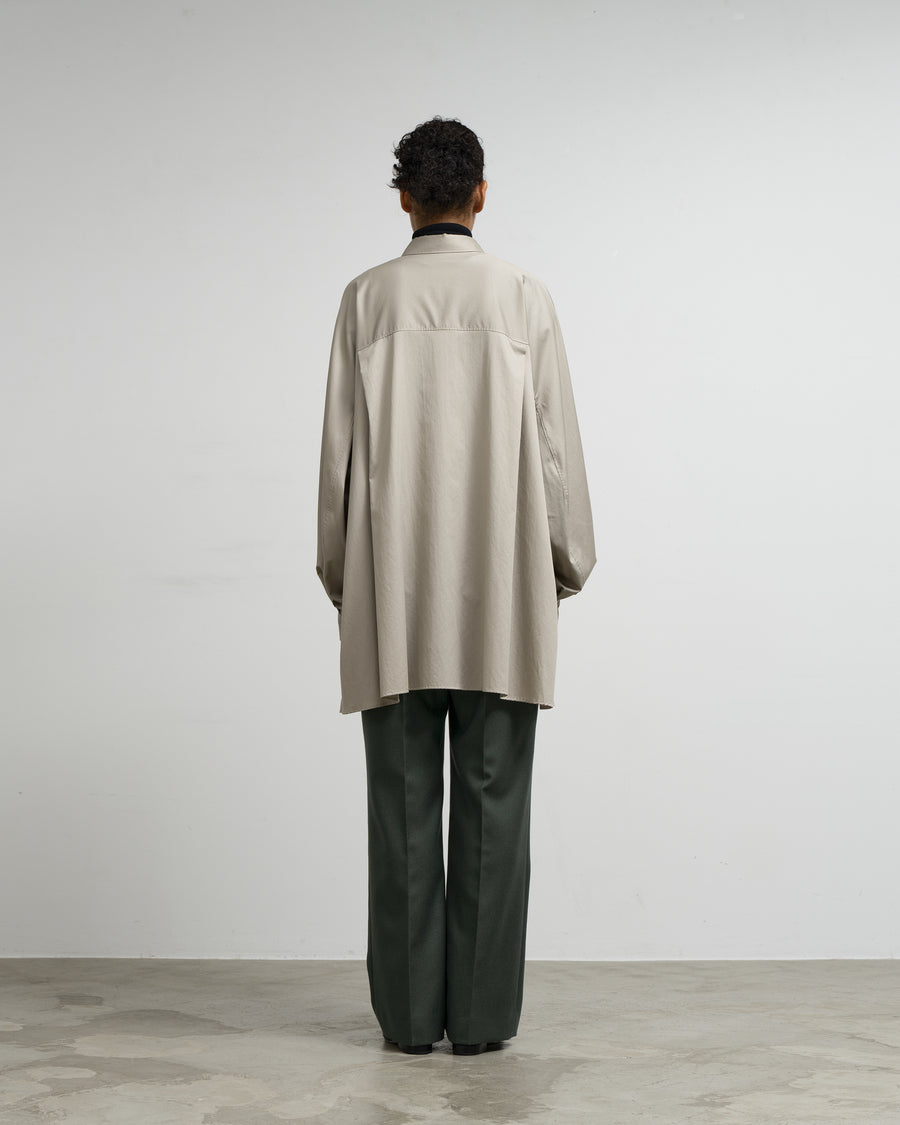 Silicon Poplin Deep Slit Regular Collar Shirt