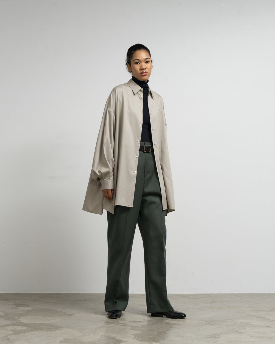 Silicon Poplin Deep Slit Regular Collar Shirt