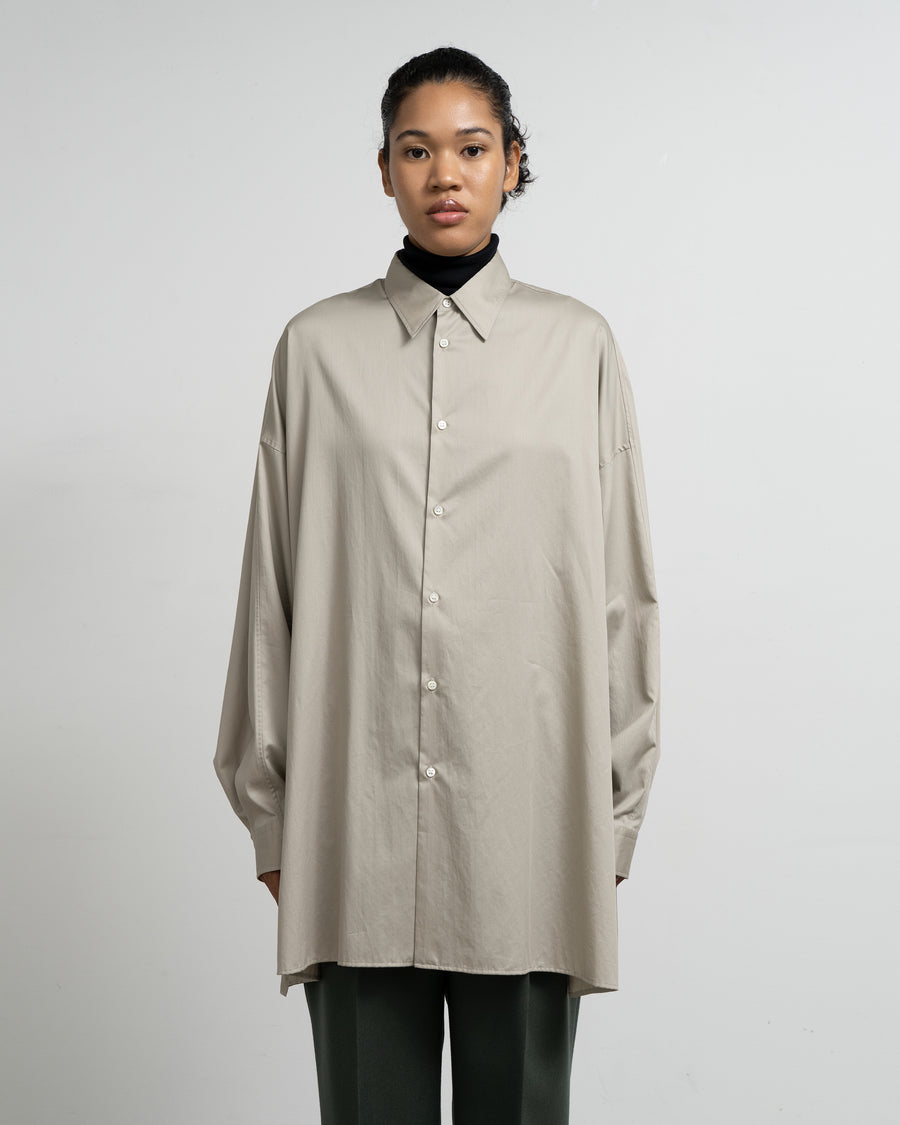 Silicon Poplin Deep Slit Regular Collar Shirt