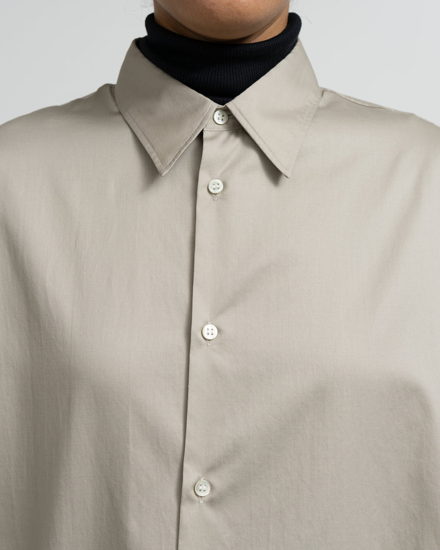 Silicon Poplin Deep Slit Regular Collar Shirt