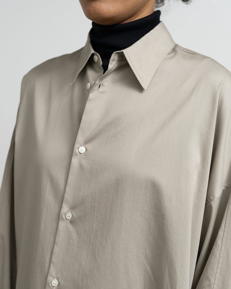 Silicon Poplin Deep Slit Regular Collar Shirt