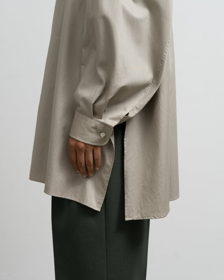 Silicon Poplin Deep Slit Regular Collar Shirt