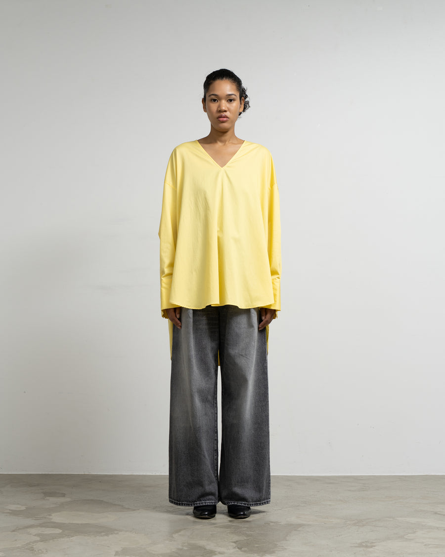 Silicon Poplin Long Cuff Blouse