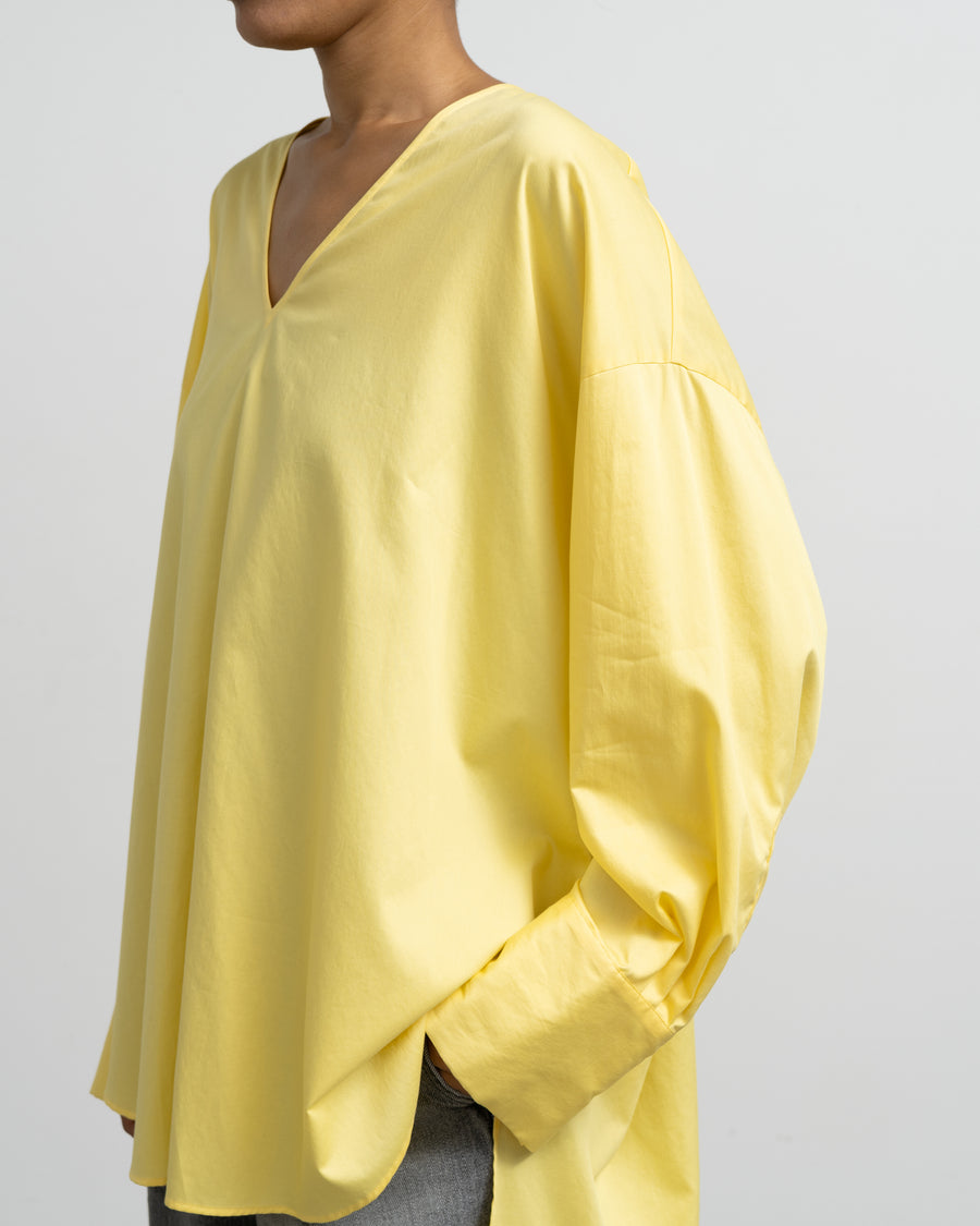 Silicon Poplin Long Cuff Blouse