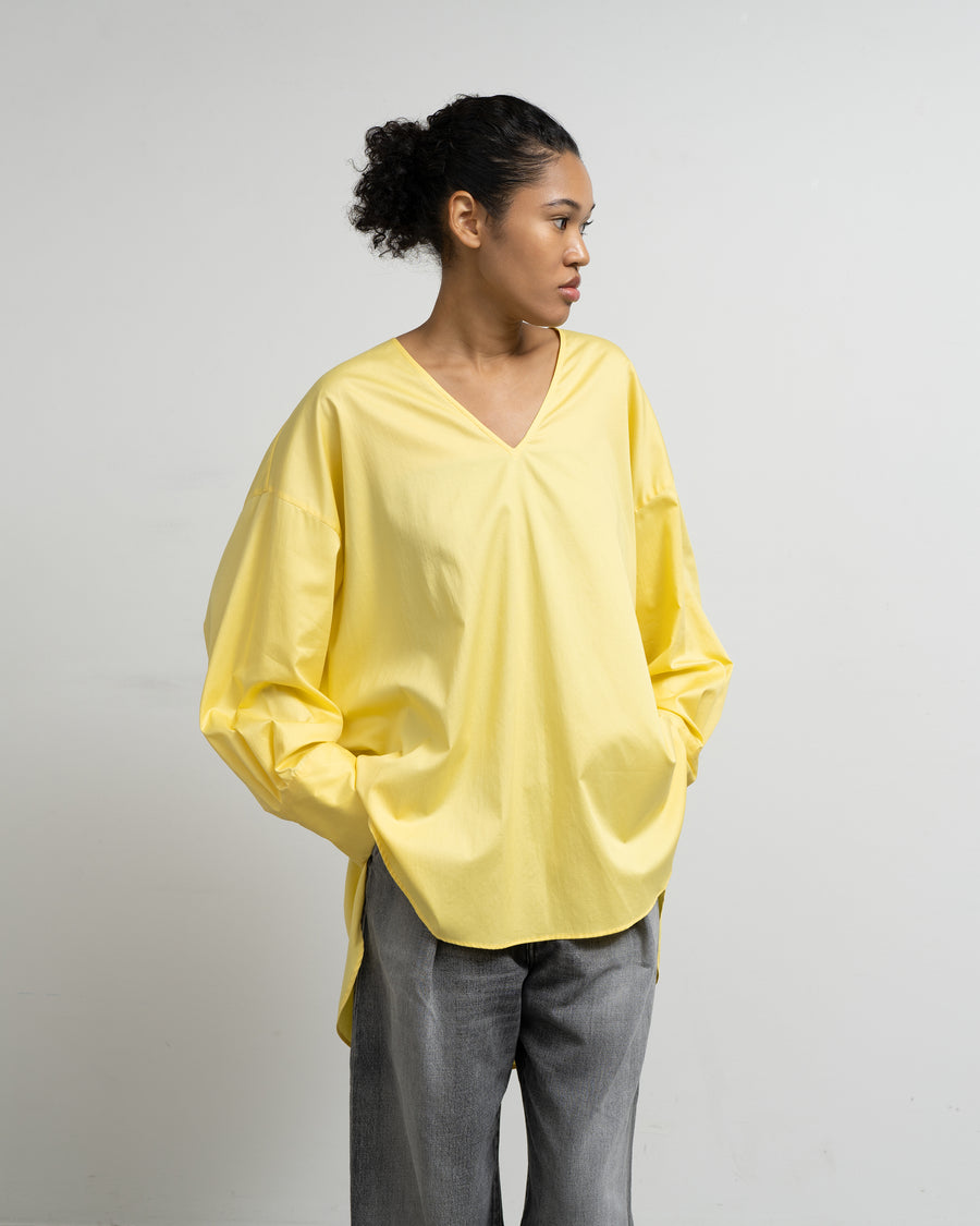 Silicon Poplin Long Cuff Blouse