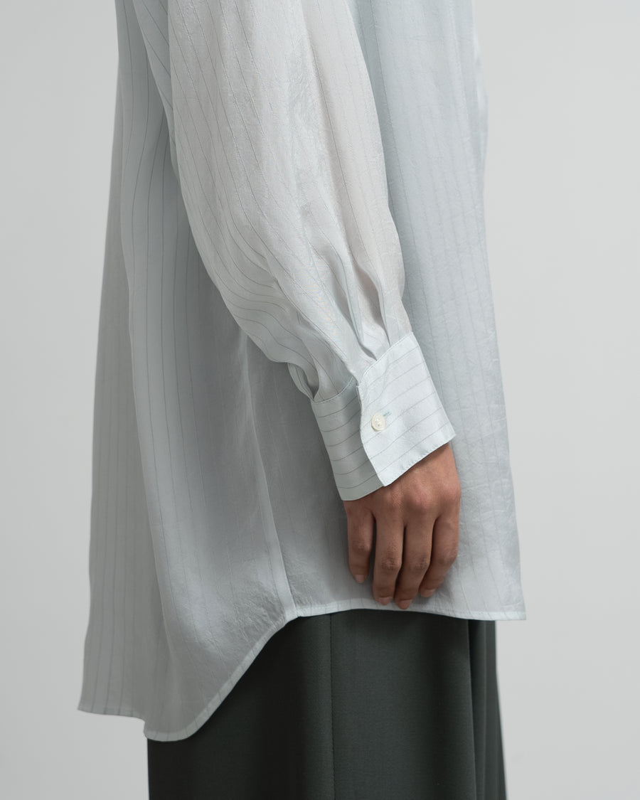 Cupro Stripe Regular Collar Long Shirt