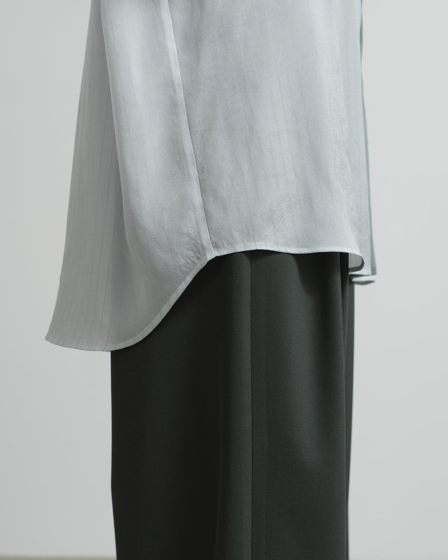 Cupro Stripe Regular Collar Long Shirt