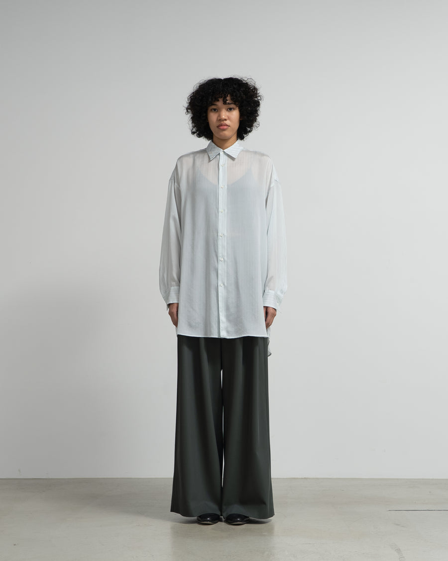 Cupro Stripe Regular Collar Long Shirt
