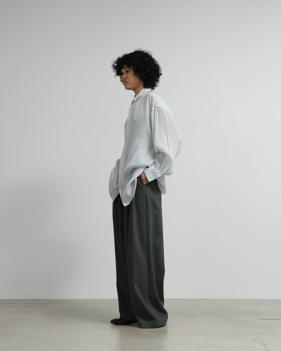 Cupro Stripe Regular Collar Long Shirt