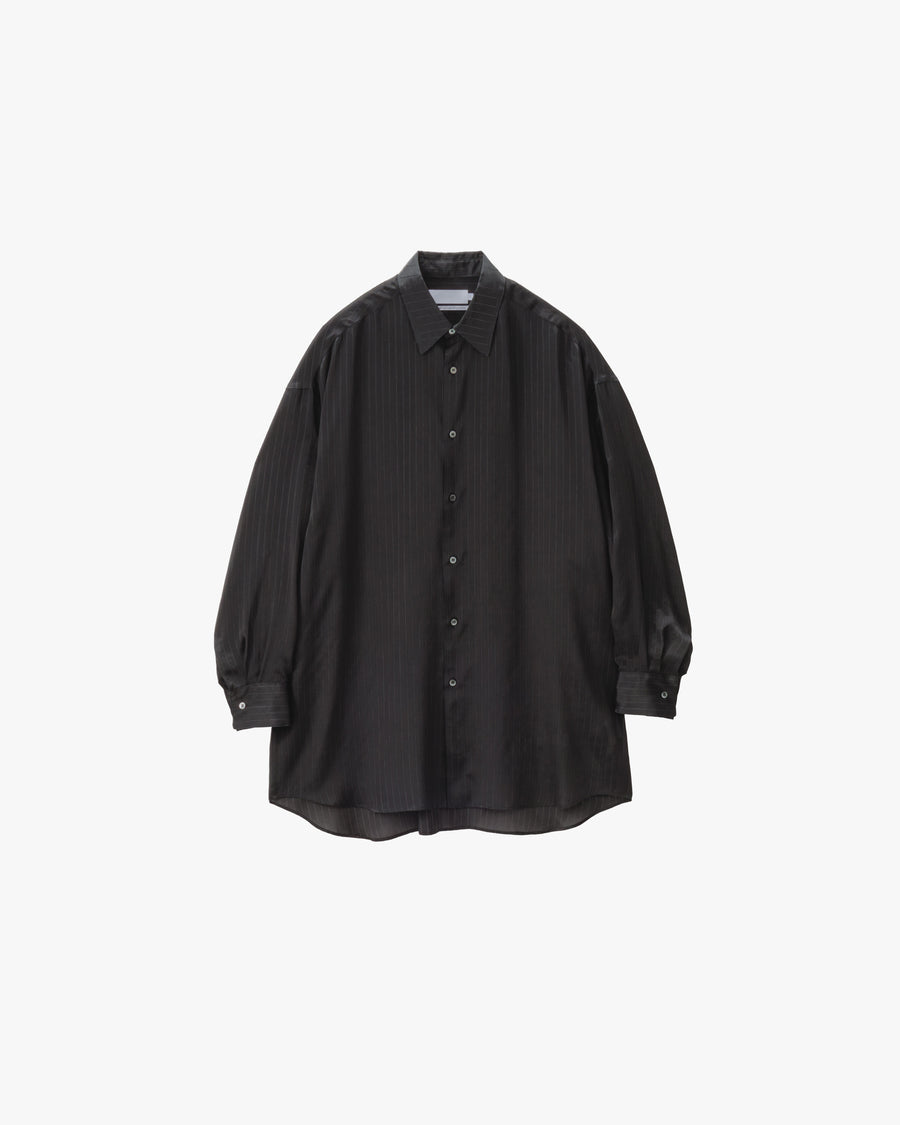 Cupro Stripe Regular Collar Long Shirt