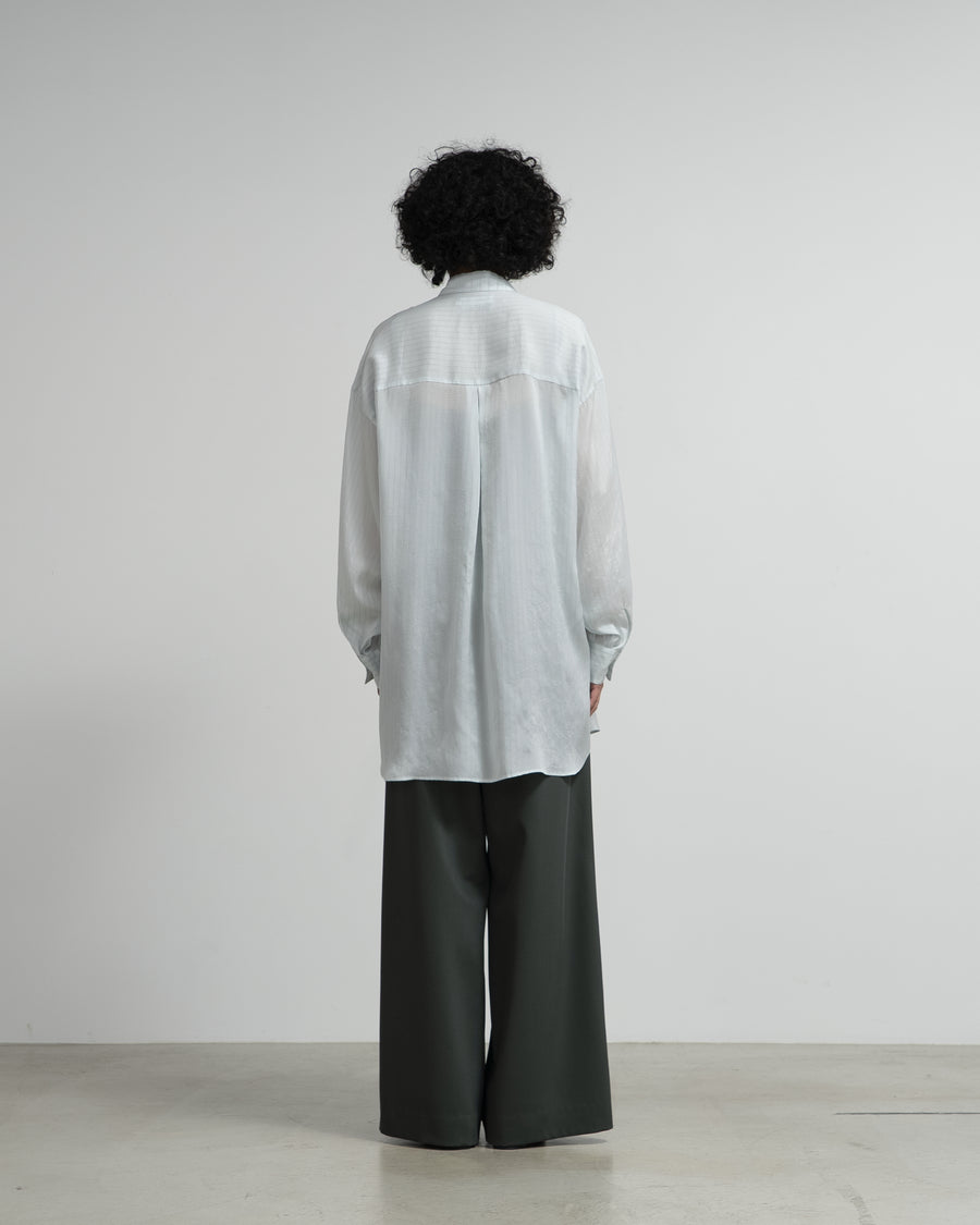 Cupro Stripe Regular Collar Long Shirt