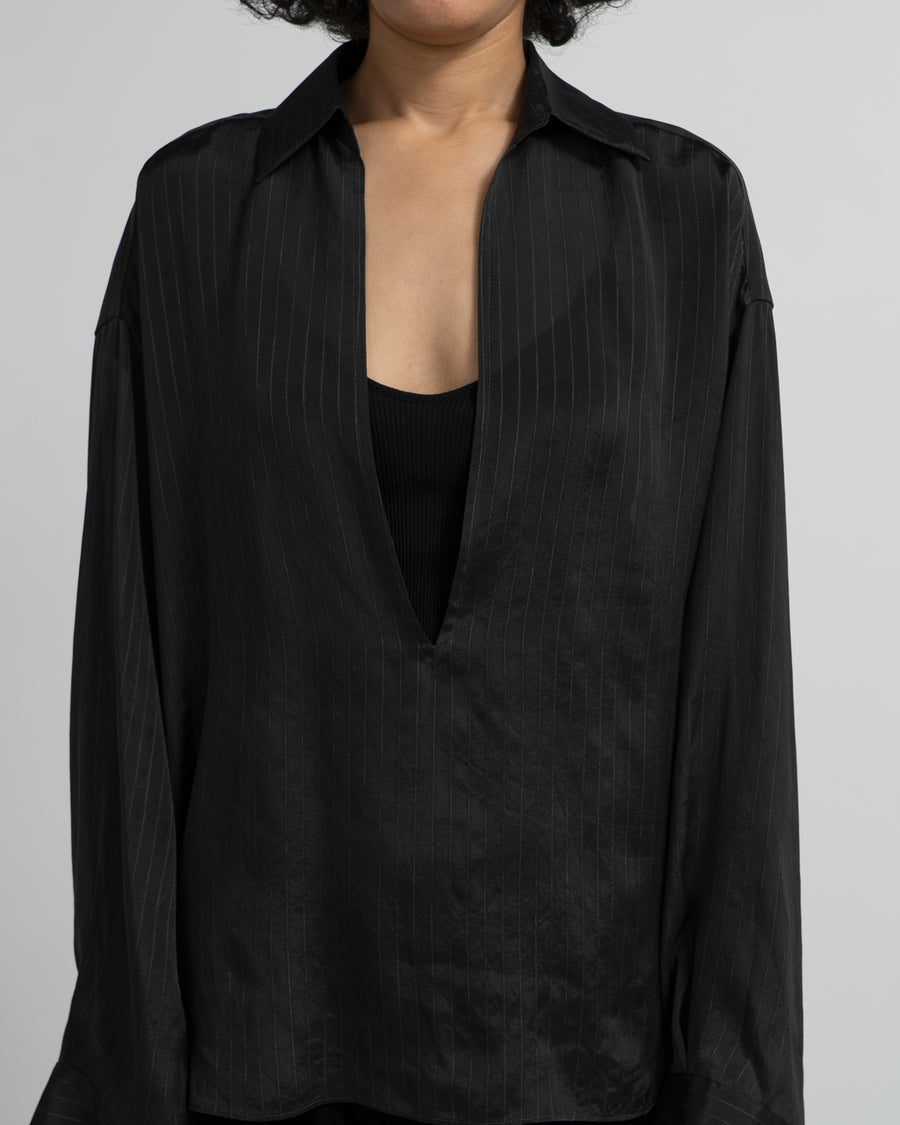Cupro Stripe Skipper Blouse