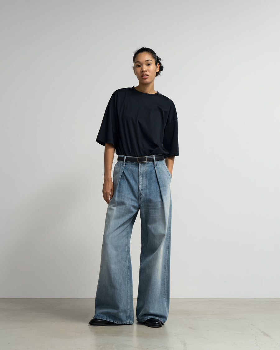 Selvage Denim Two Tuck Wide Pants-LIGHT FADE- – Graphpaper