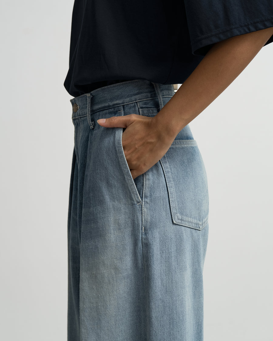 Selvage Denim Two Tuck Wide Pants-LIGHT FADE- – Graphpaper
