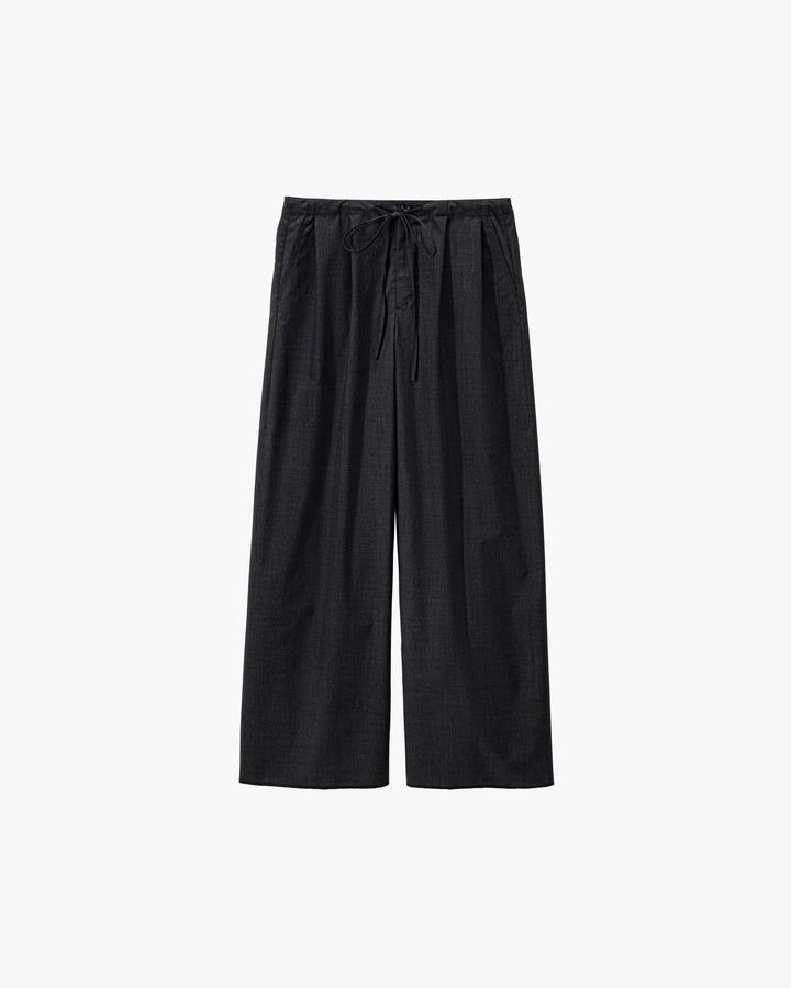 Fine Wool Heather Drawstring Wide Pants