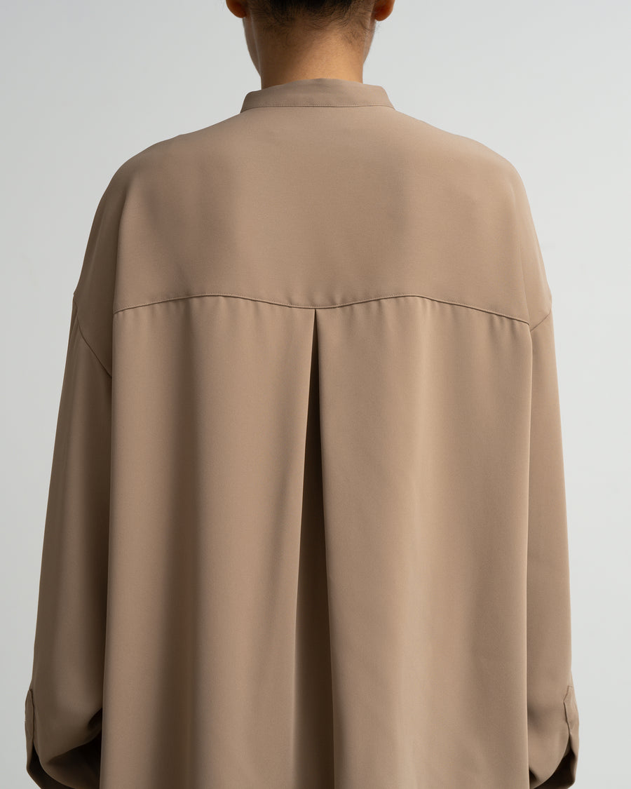 Satin Oversized Band Collar Shirt – Graphpaper